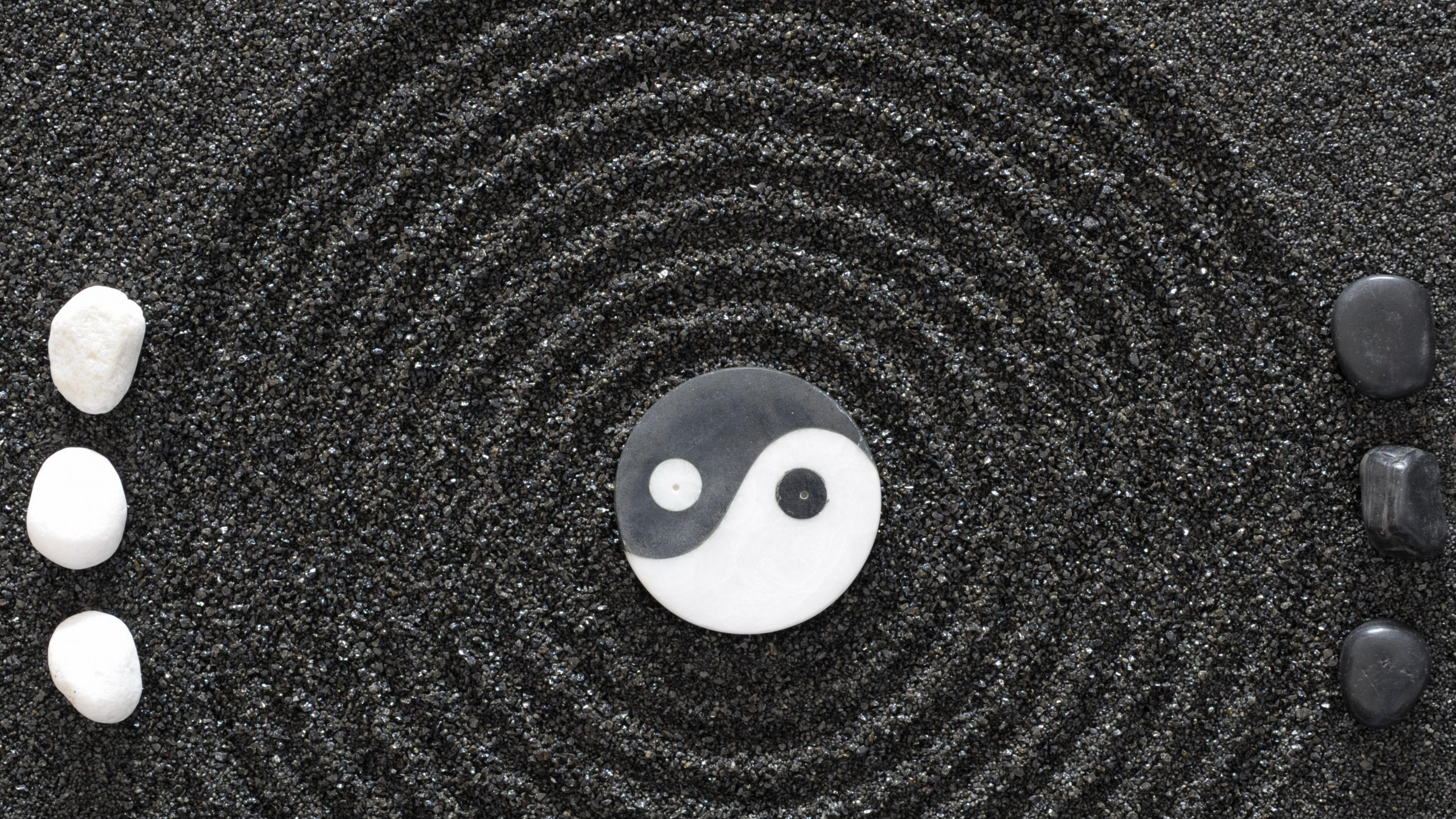 3840x2160 Download Wallpaper 3840x2160 Yin Yang, Stones, Earth, Symbol