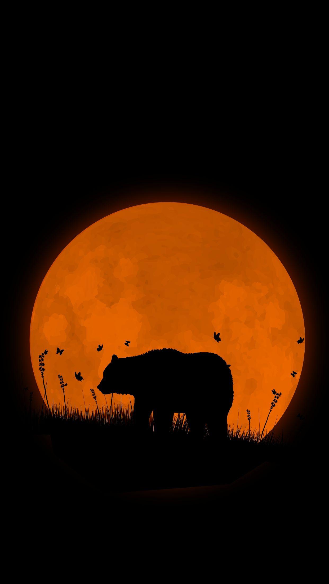 1242x2206 Grizzly Bear Super Moon IPhone Wallpaper