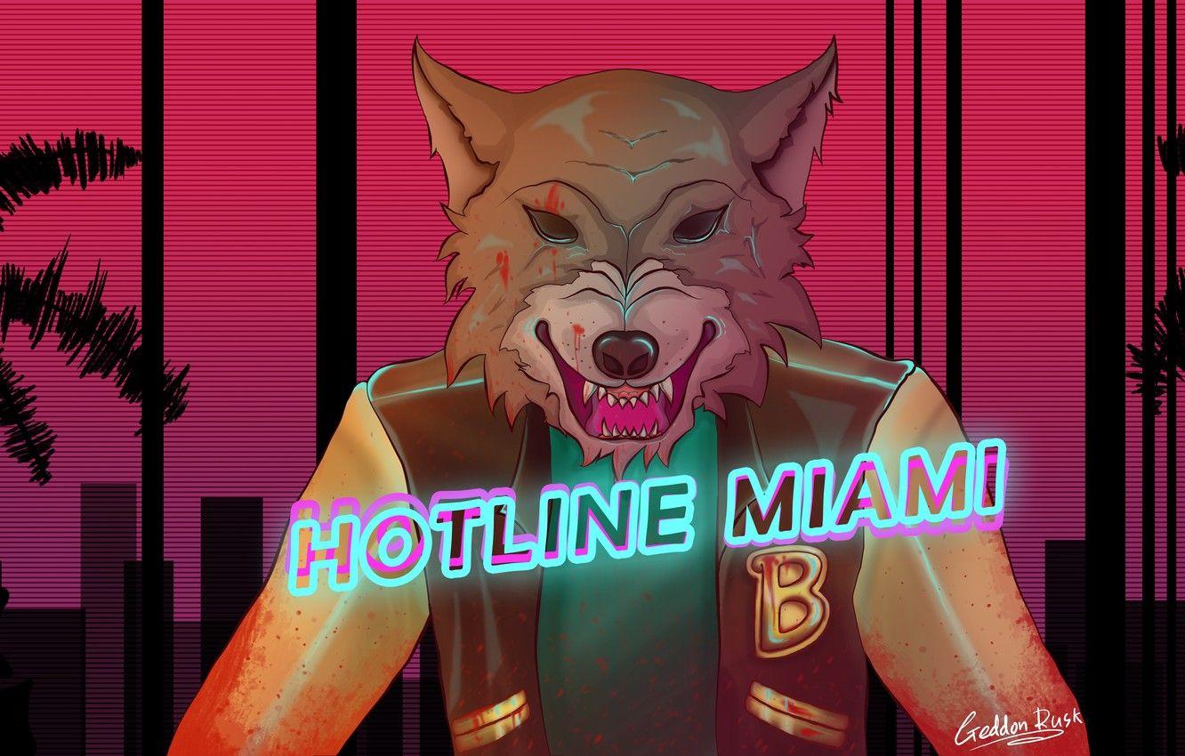 1332x850 Wallpaper The game, Wolf, Art, Miami, Wolf, Hotline Miami