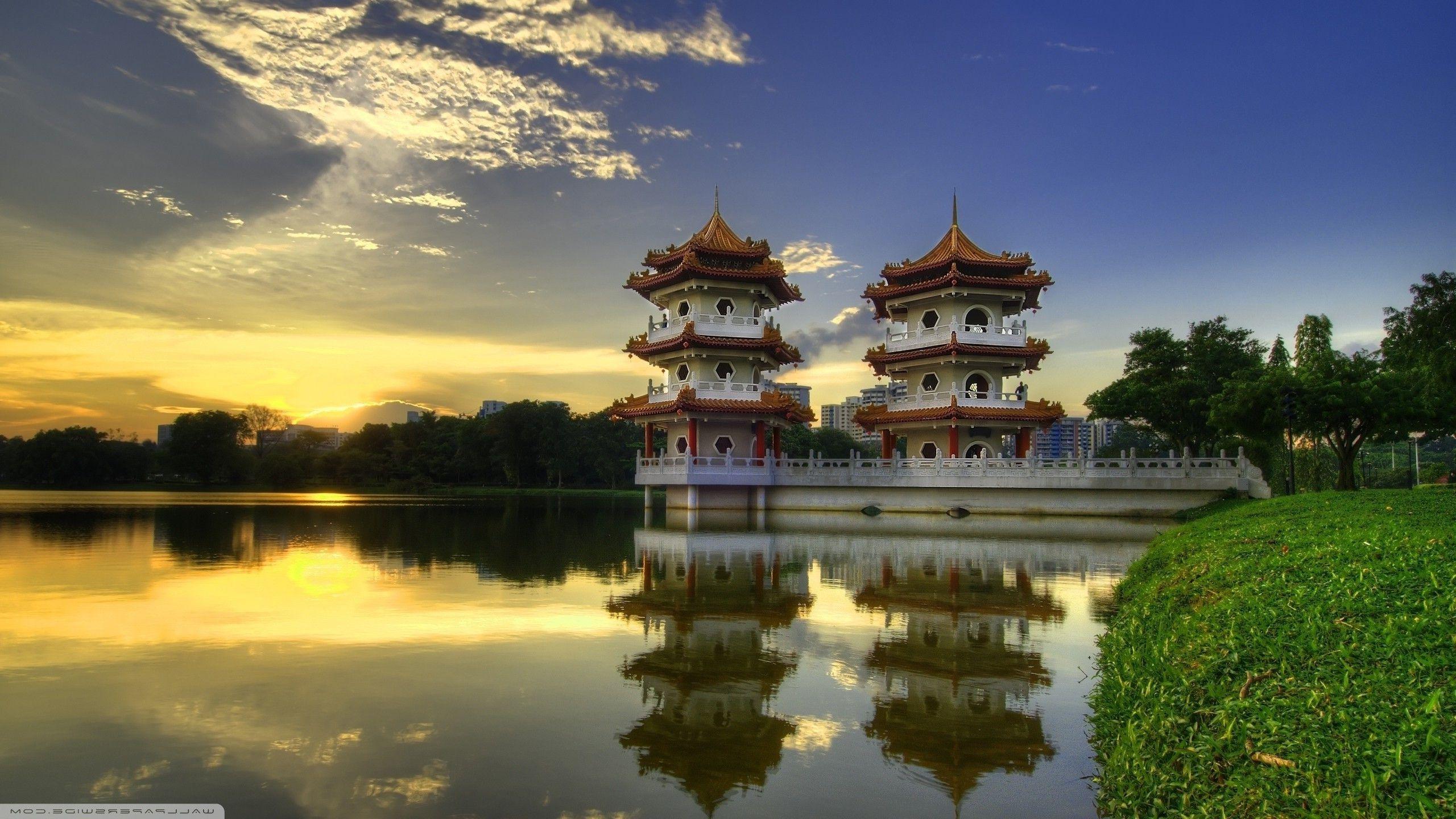 2560x1440 nature landscape architecture building asian architecture china