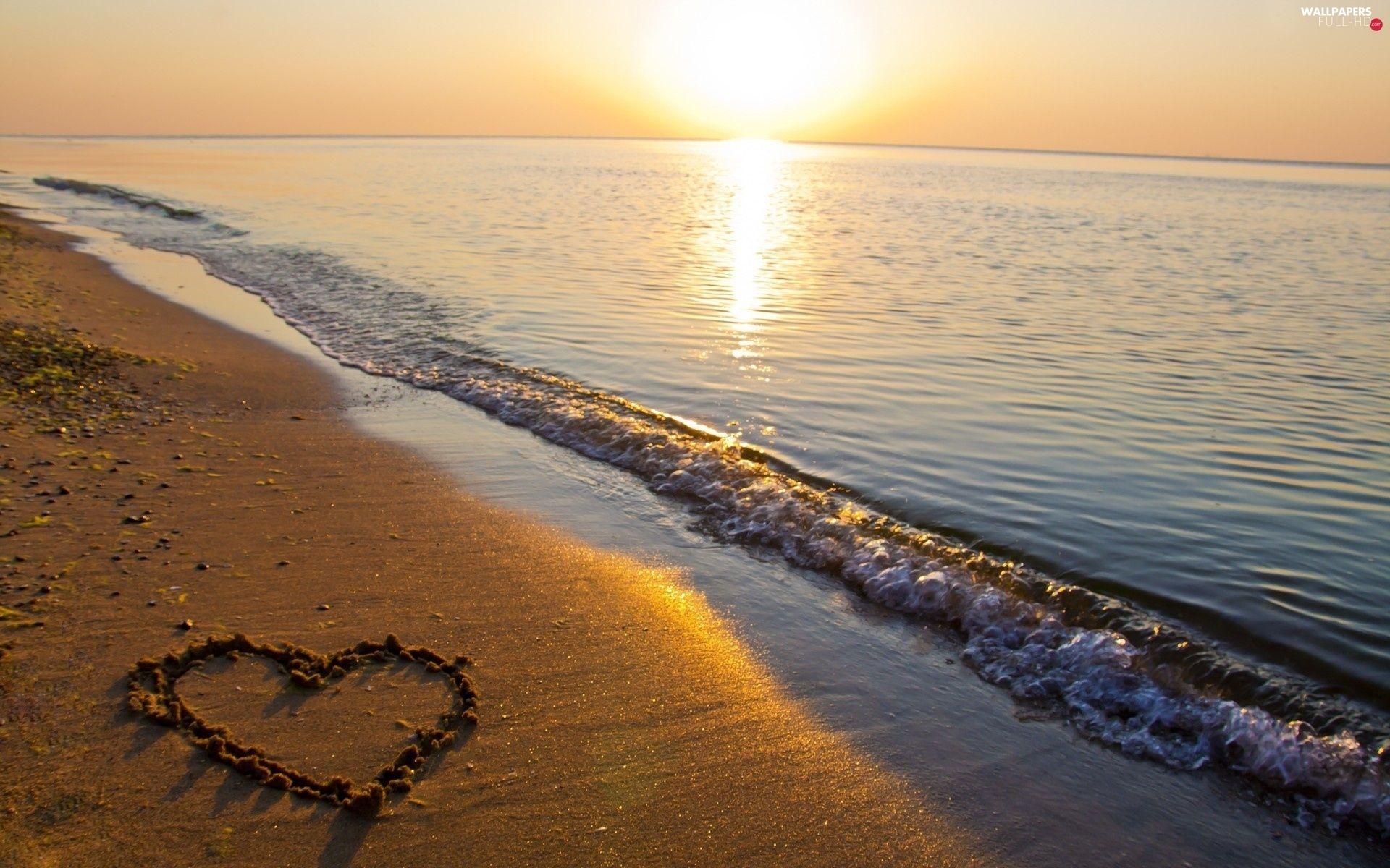 1920x1200 Beaches, Heart, sea HD Wallpaper: 1920x1200