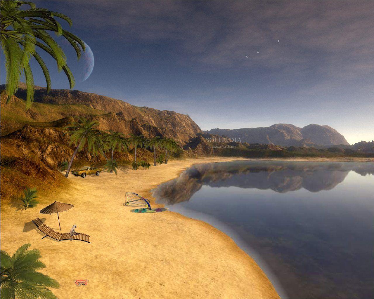 1280x1024 Free download your computer screen by Lonely Surfing Guy Beach