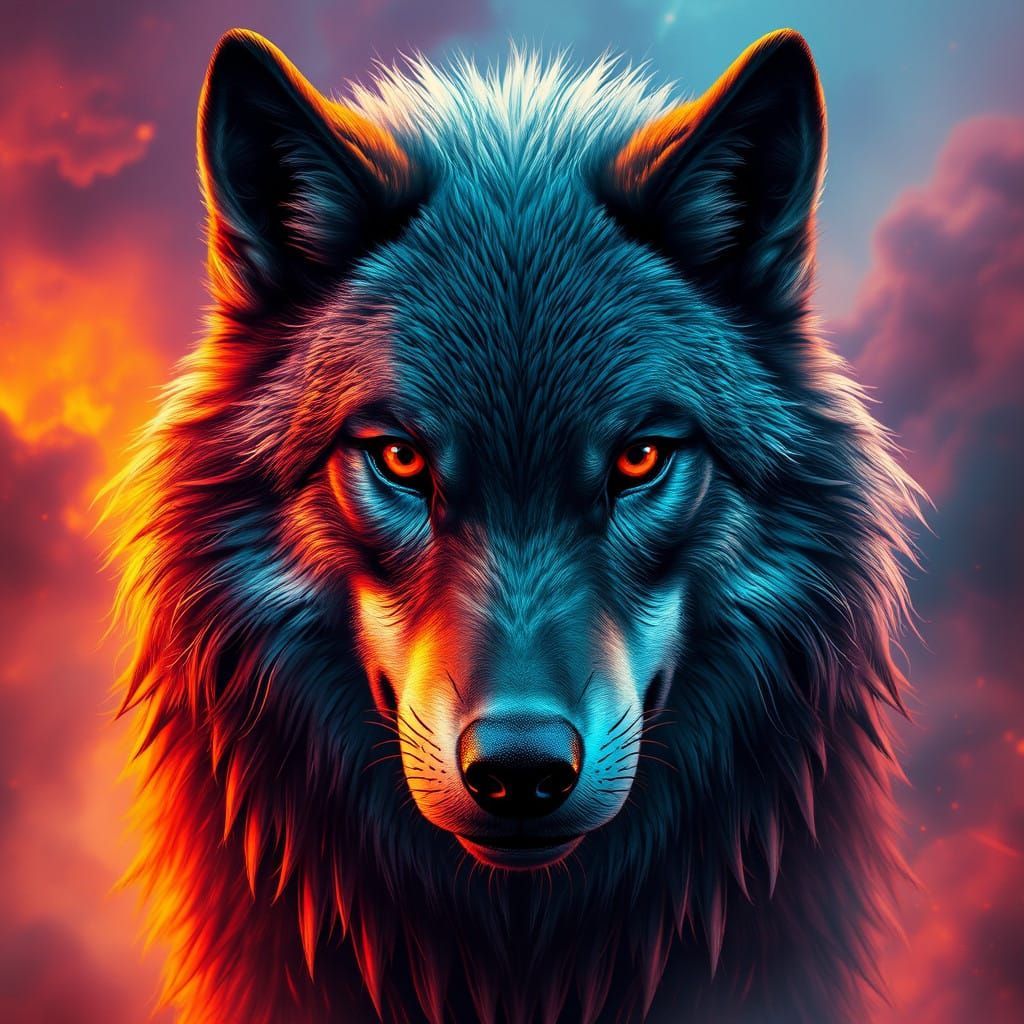 1024x1024 Majestic Alpha Wolf Embodies Adrenaline in Vibrant