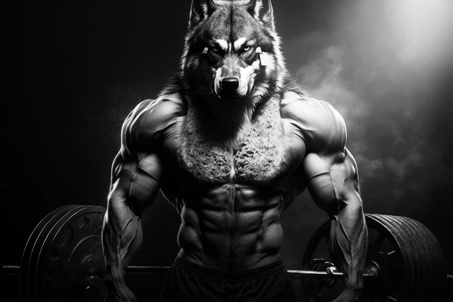 1920x1280 Descargar fondos de Ilustración Antropomórfica De Lobo Musculoso