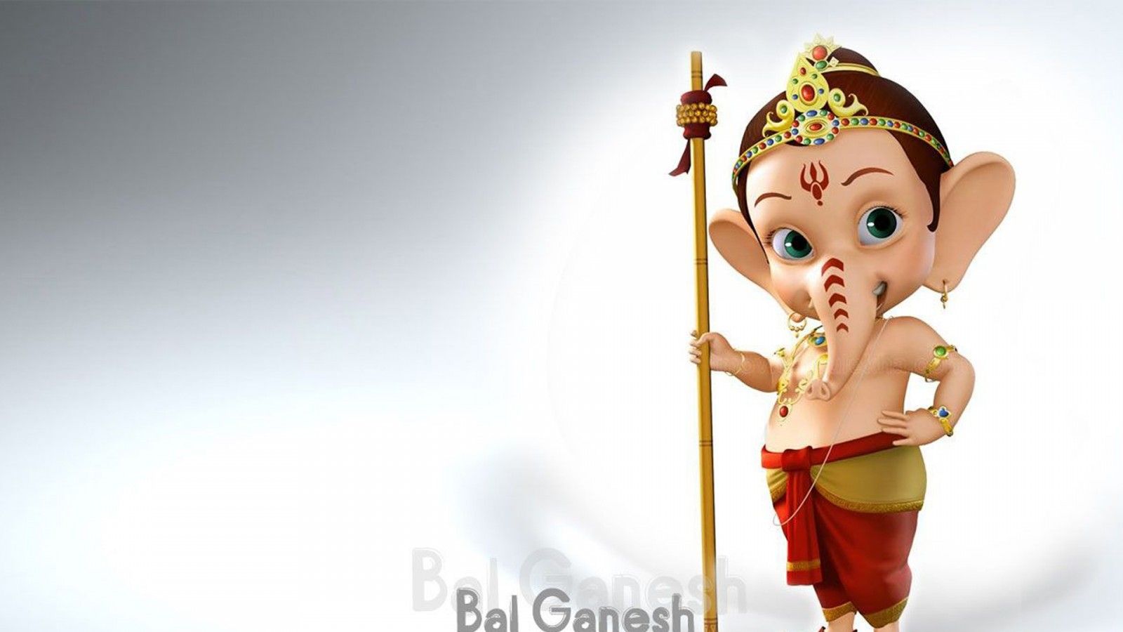1600x900 Bal Ganesh Cartoon Image White Background HD Cartoon Wallpaper