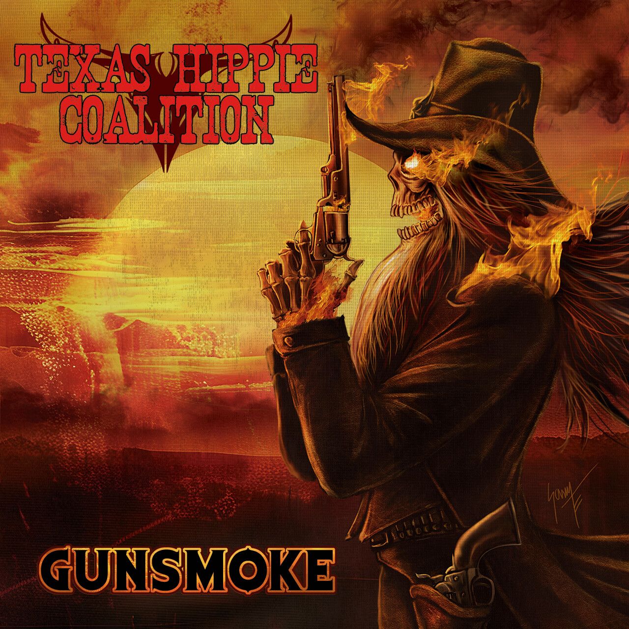 1280x1280 Texas Hippie Coalition Single, Gunsmoke Cover Illustration