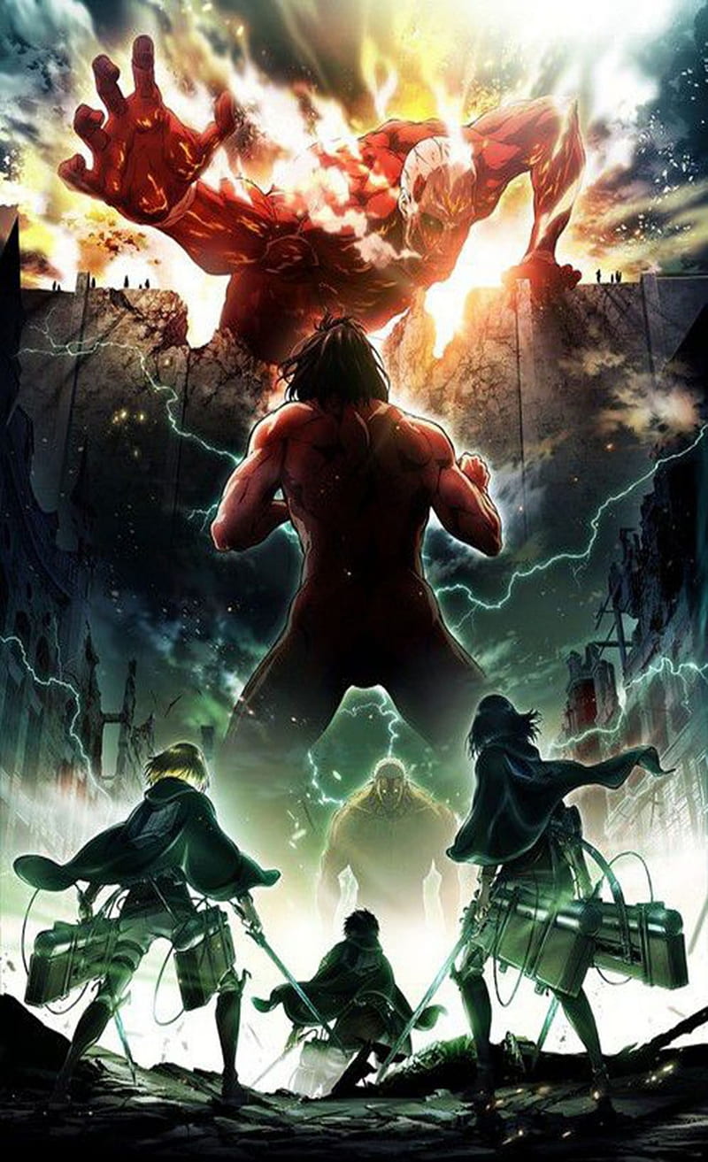 800x1313 Shingeki no kyojin, titans, eren attack on titan, manga, anime, fight, fantasy, HD phone wallpaper