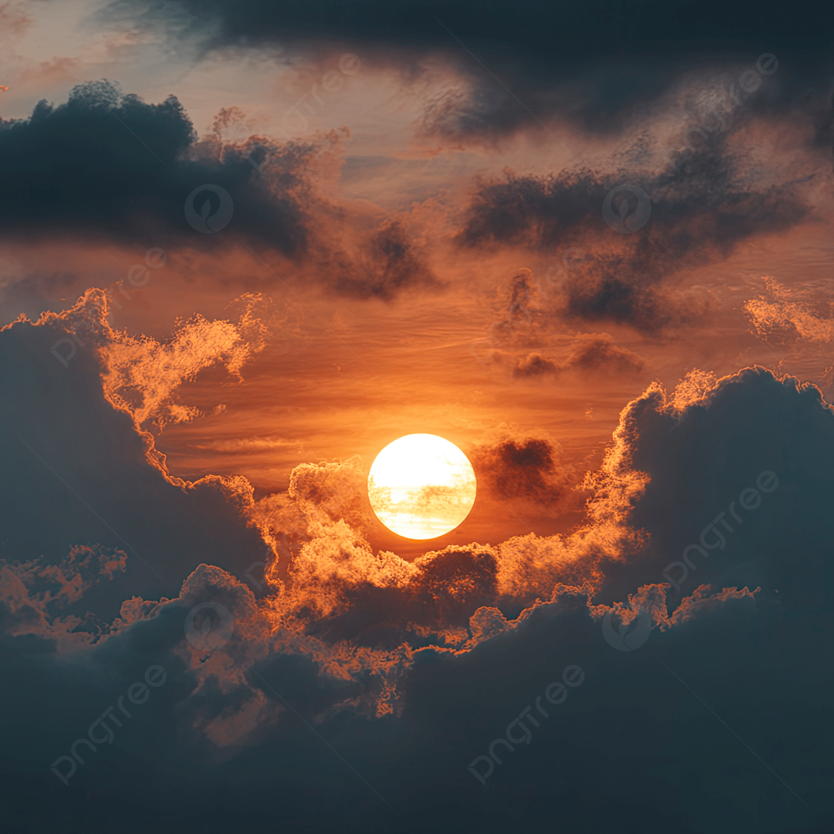 1200x1200 Sunset Sky With Bright Orange Sun And Dark Fluffy Cloud, Sun, Cloud, Sunset Background Image And Wallpaper for Free Download
