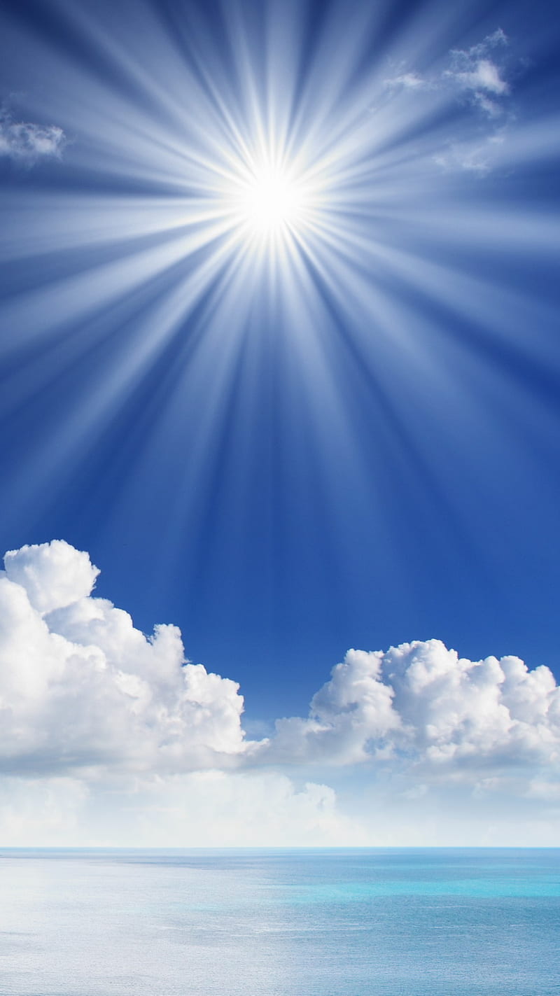 800x1423 Sunshine, blue, nature, sea, sky, sun, HD phone wallpaper