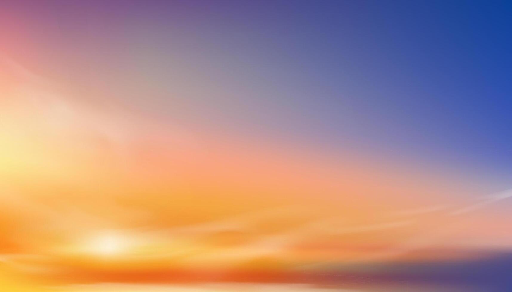 1715x980 Sunset Sky Background, Sunrise with Yellow and Blue Sky, Nature Landscape Romantic Golden Hour with twilight Sky in Evening after Sun Dawn, Horizon Banner Sunlight for Four Seasons concept