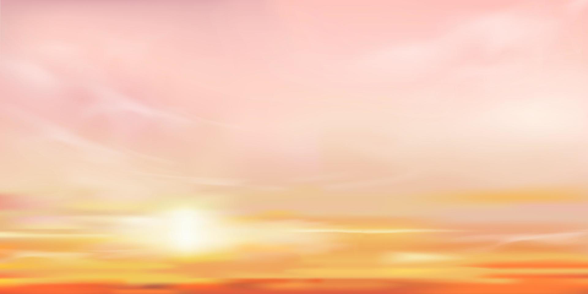 1920x960 Sunrise in Morning with Pink, Orange, Yellow Sky, Romantic twilight landscape with Sunset in evening, Vector Horizon Golden Hour Sky Banner of Sun Dawn or Sunlight for Four Seasons Background 21039597 Vector Art