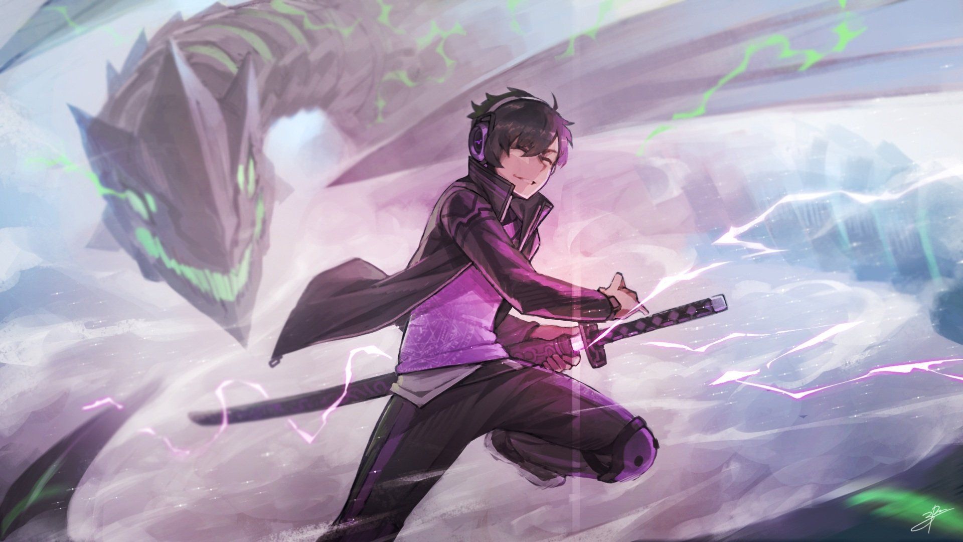 1920x1080 Epic Anime Duel: Original HD Fantasy Wallpaper By Zhao Px1080