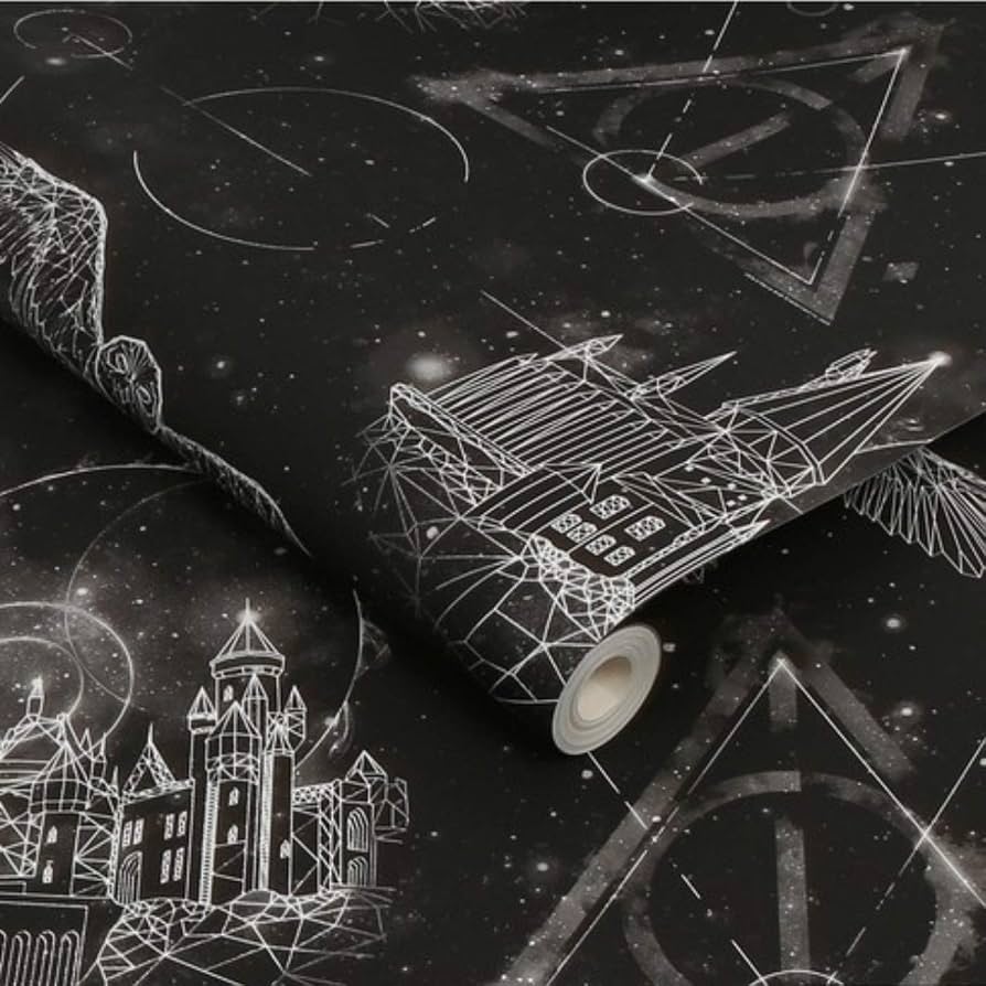 894x894 Lumos Harry Potter Glow in The Dark Wallpaper Black White Deathly Hallows : Amazon.co.uk: DIY & Tools