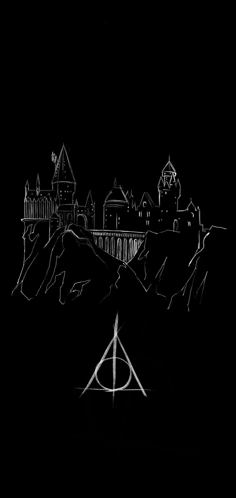 800x1689 Harry potter, android, castle, drawing, harry potter, hogwarts, HD phone wallpaper