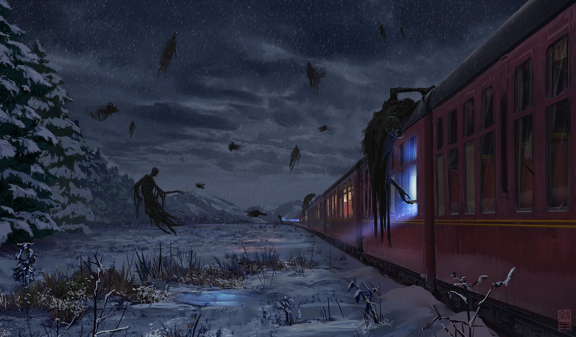 1920x1126 Wallpaper fantasy, Hogwarts Express, art, Harry Potter, Concept Art, Dementors, Dementor, The Dementors for mobile and desktop, section арт, resolution 1920x1126
