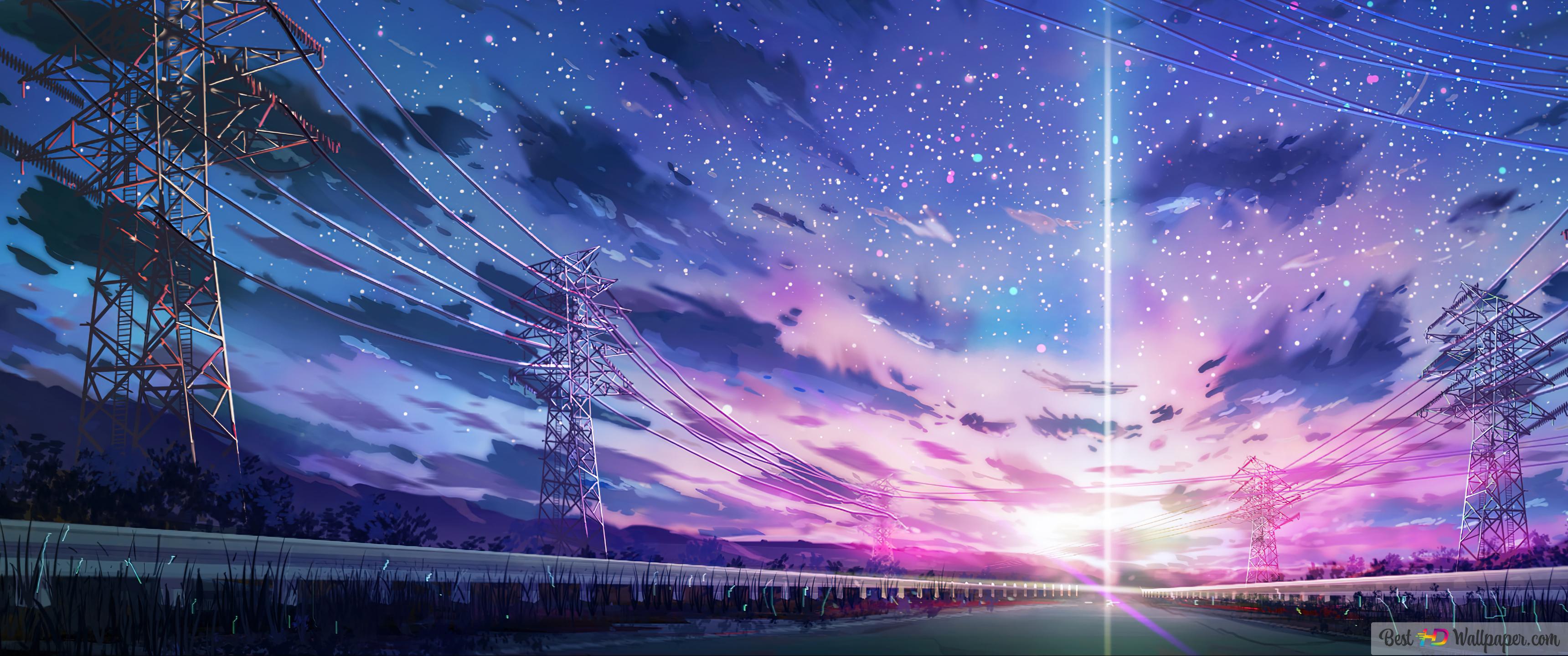 3440x1440 Anime Sunrise Background Art 4K wallpaper download