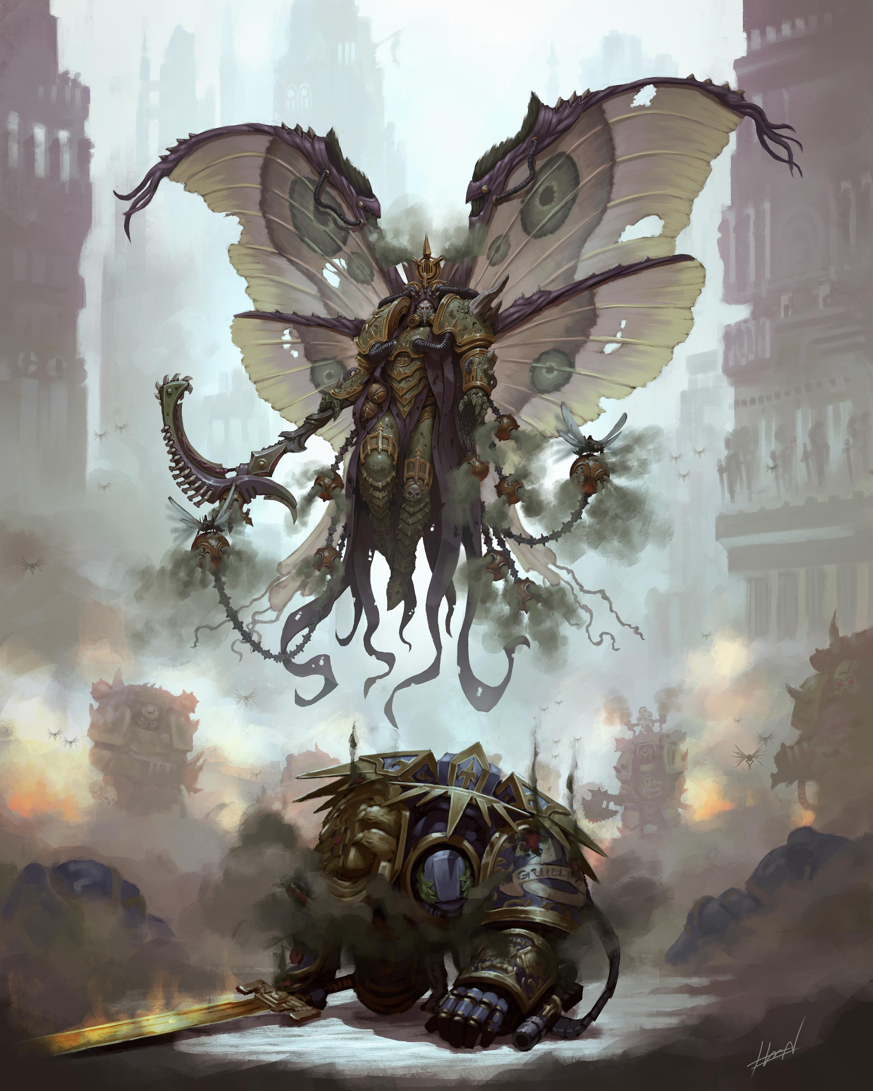 3000x3750 Mortarion vs. Guilliman, art