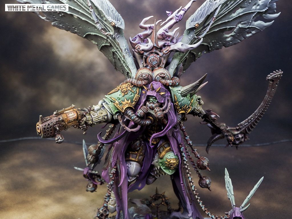 1024x768 Mortarion Daemon Primarch. Gold Level. White Metal Games