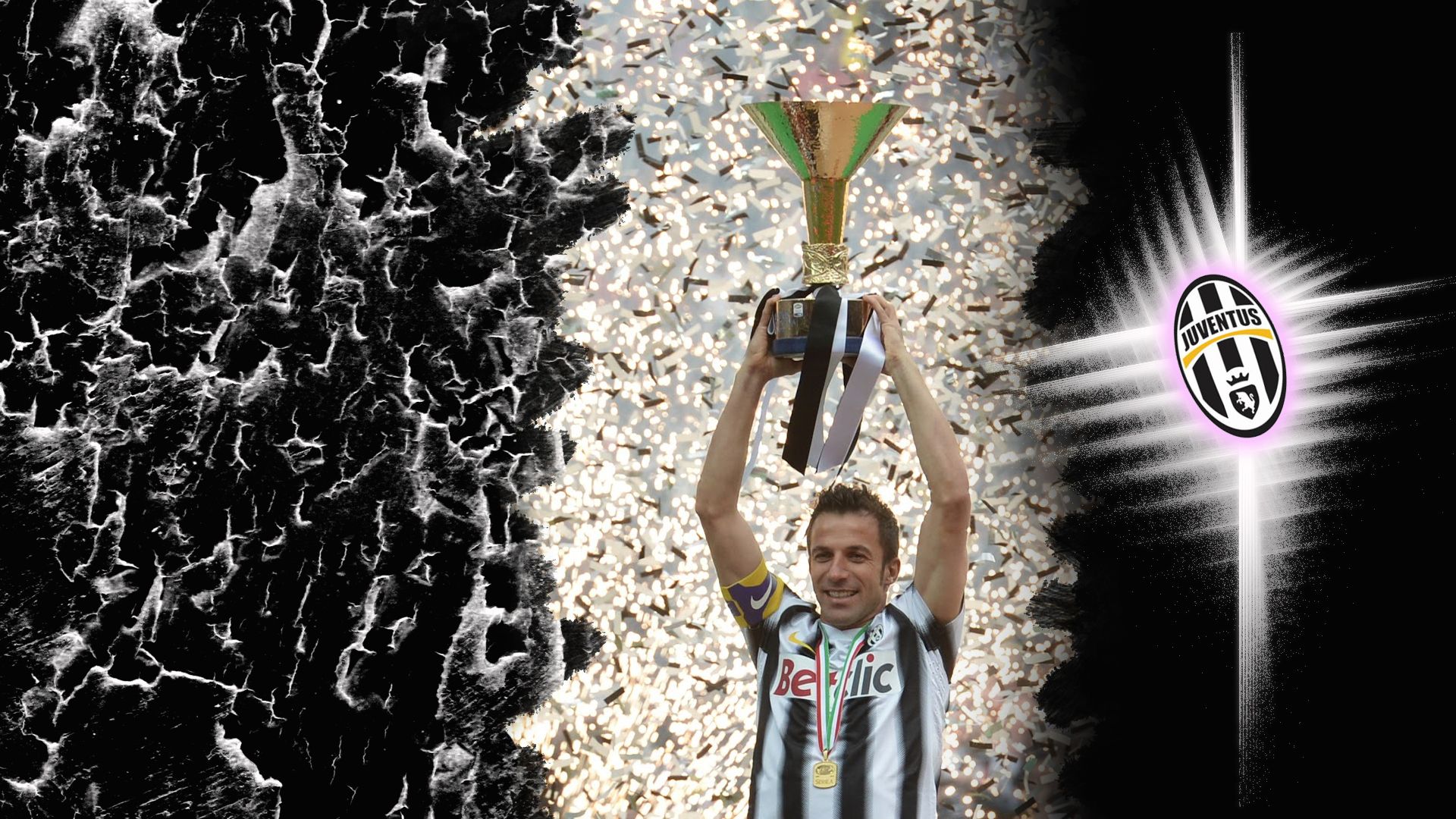 1920x1080 Wallpaper black, Italy, cup, football, Juventus, Juve, Alessandro Del Piero, Black and hite for mobile and desktop, section спорт, resolution 1920x1080