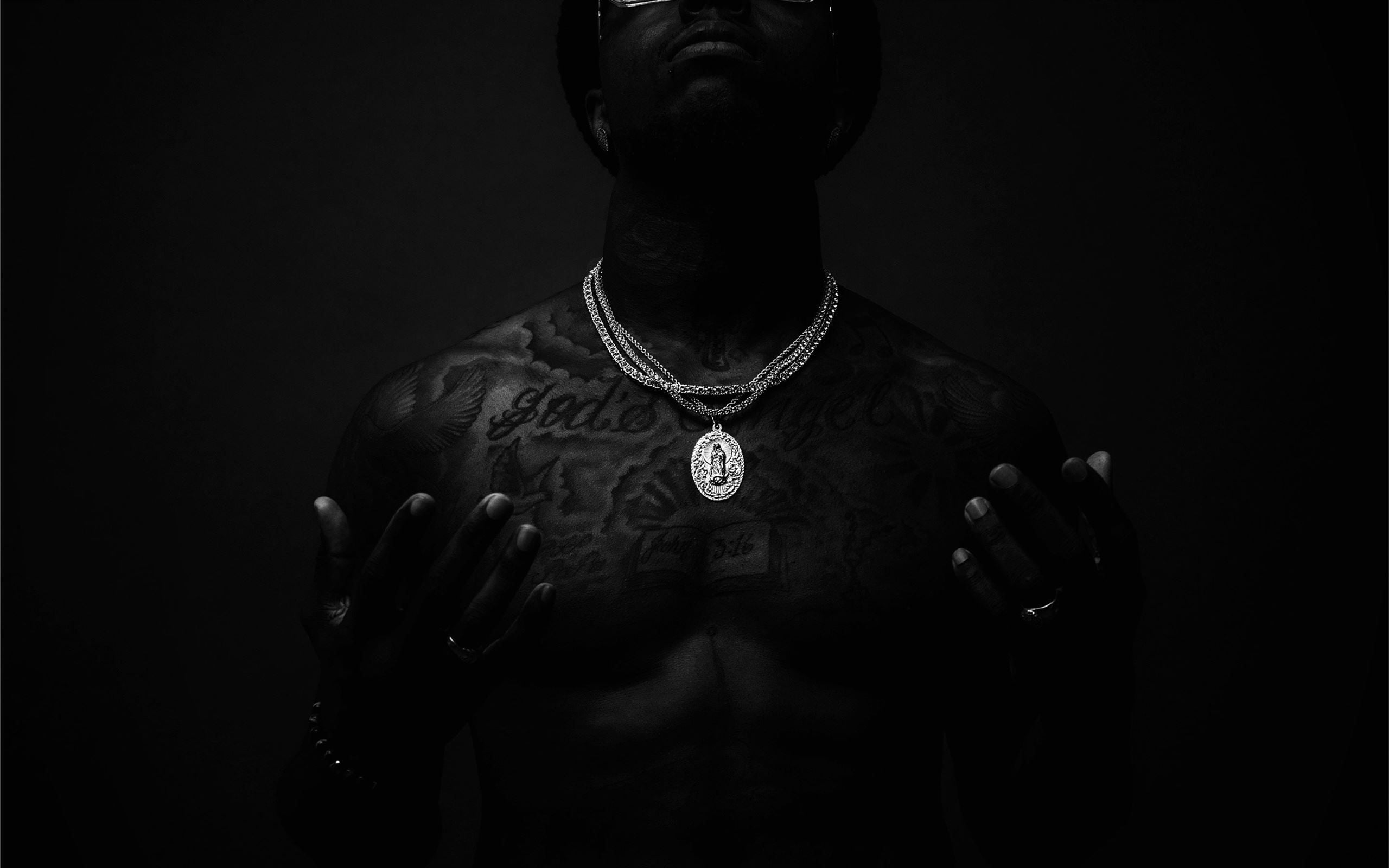 2560x1600 topless man with tattoos. Mac Wallpaper Download