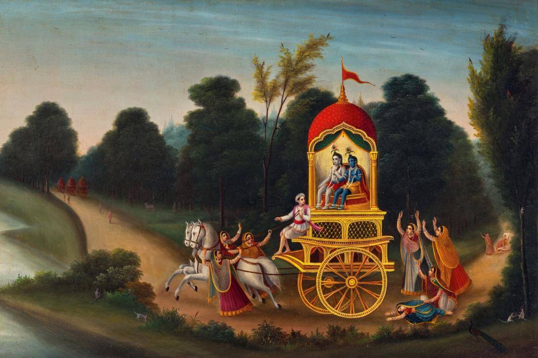 1100x733 Lord Krishna With Arjun Century Bengal Dutch School Indian Painting