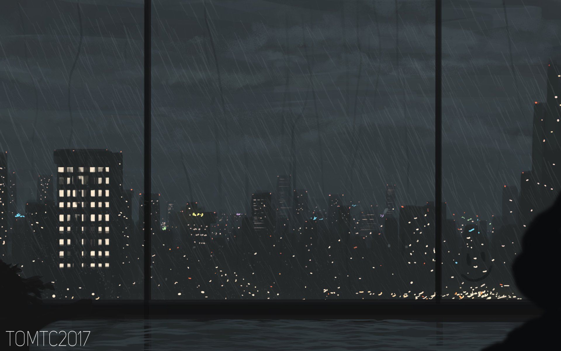 1920x1200 Futuristic Rain Soaked Sci Fi Cityscape HD Wallpaper By Tommy Chandrax1500