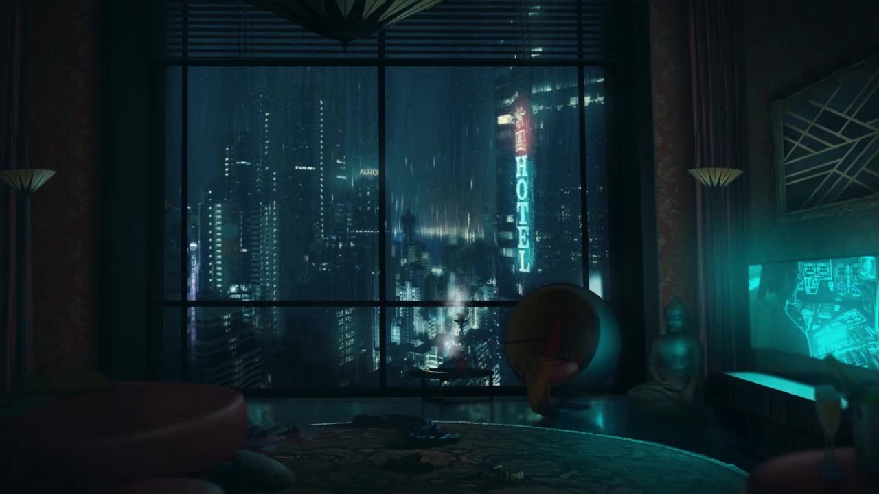 1280x720 Rainy Night In The Sci Fi City HD Live Wallpaper For PC Live Wallpaper