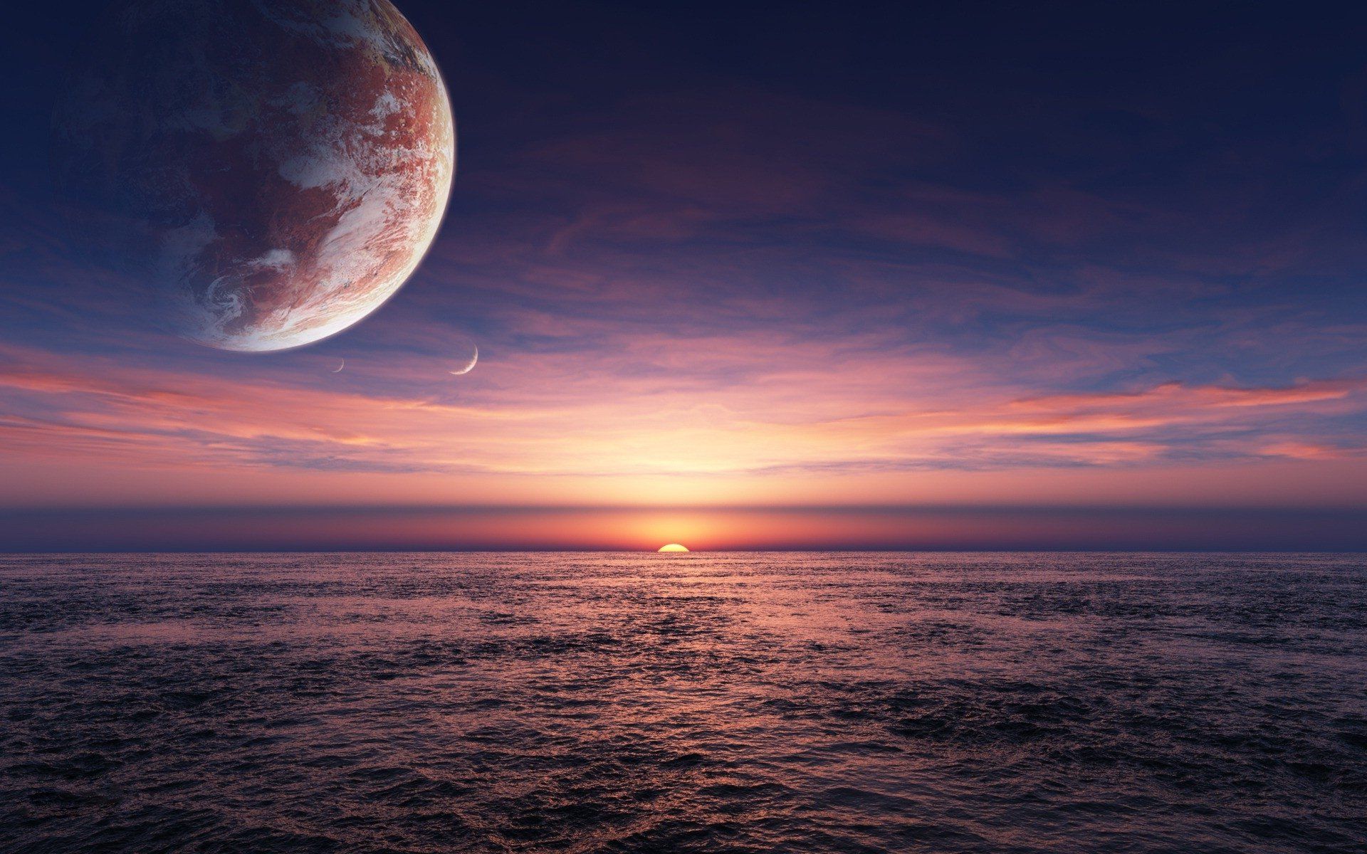 1920x1200 alien, Landscapes, Ocean, Planets, Sea, Sun, Water Wallpaper HD / Desktop and Mobile Background