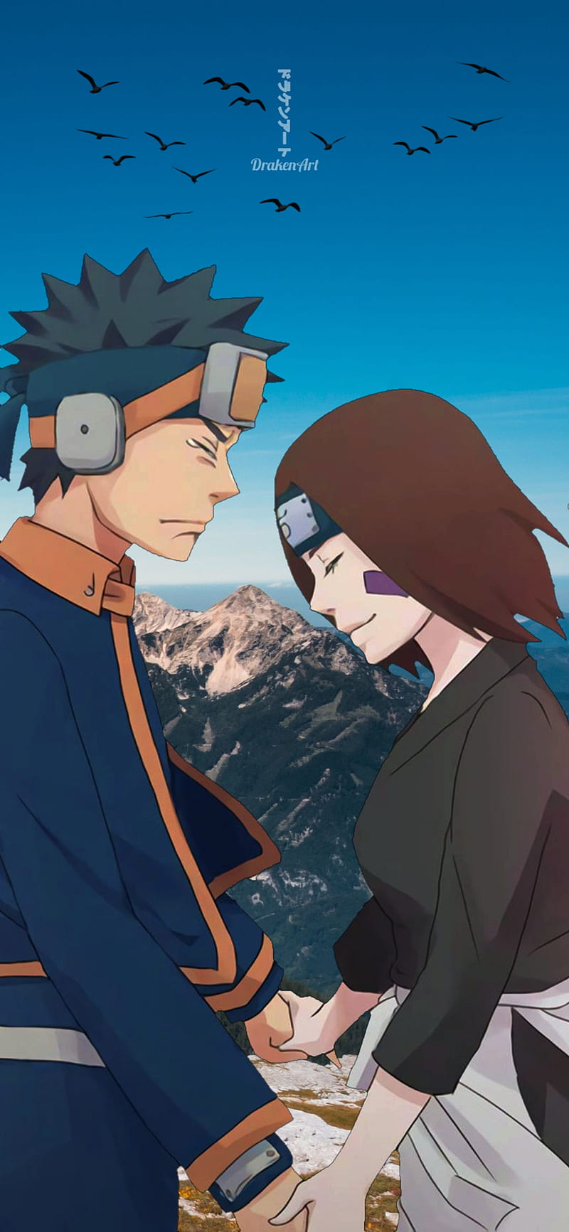 800x1733 Obito Rin, naruto, tokyo, narutoshippuden, uchiha, lover, konoha, rose, obitorin, HD phone wallpaper