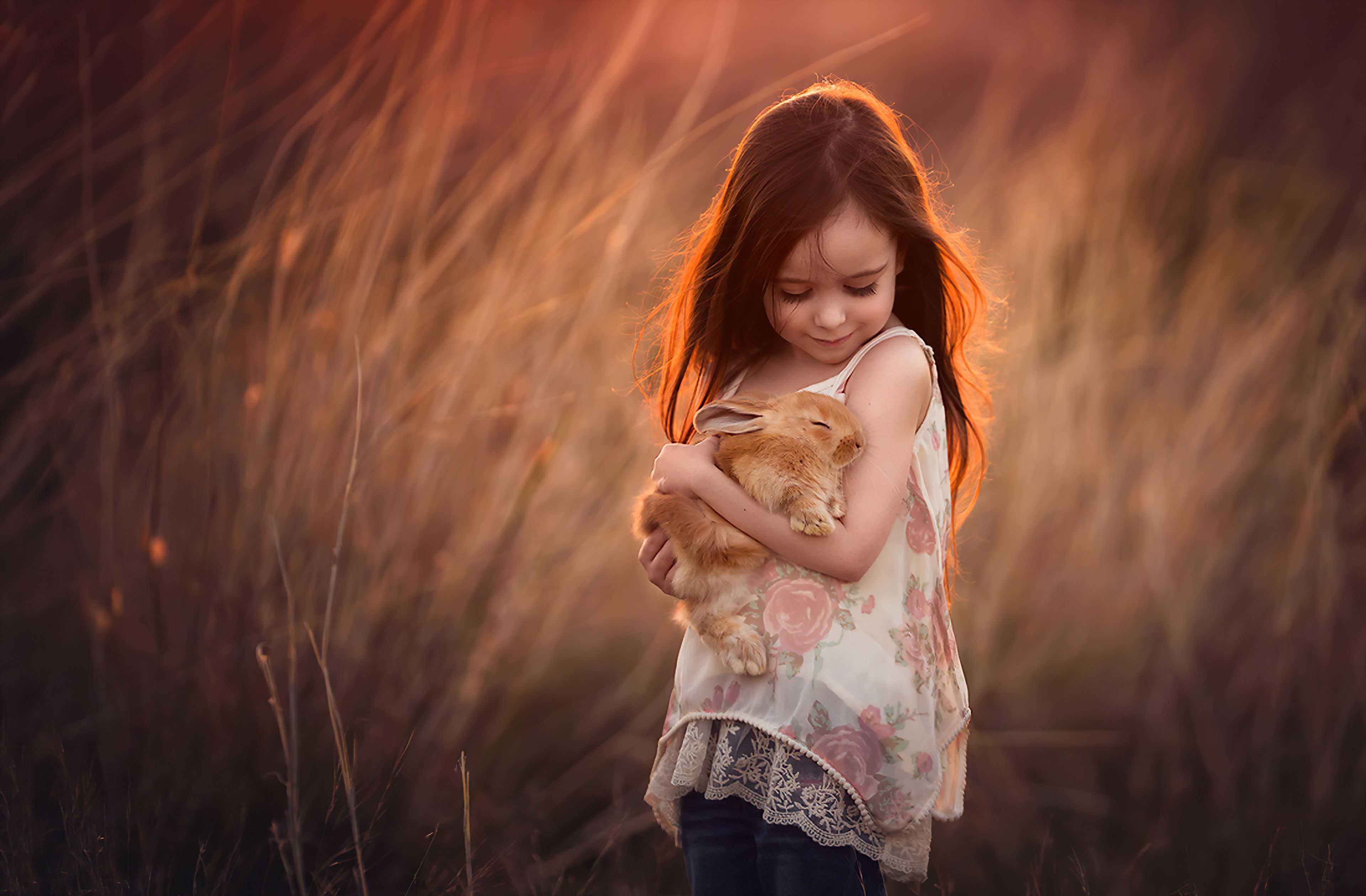 3840x2520 Little Girl With Rabbit In Hands 4k Wallpaper, HD Cute Wallpaper, 4k Wallpaper, Image, Background, Photos and Picture