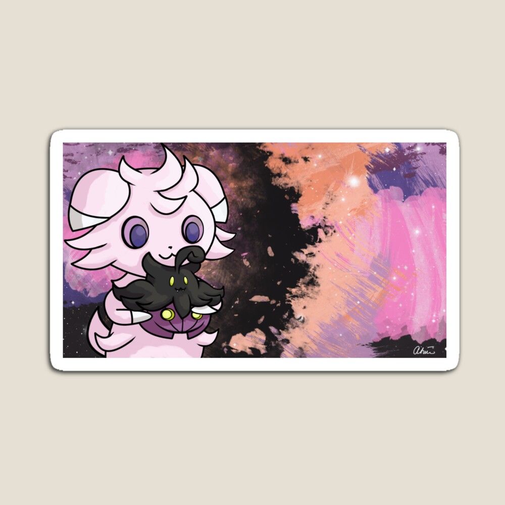 1000x1000 Shiny Espurr and Shiny Pumpkaboo with Background Sticker
