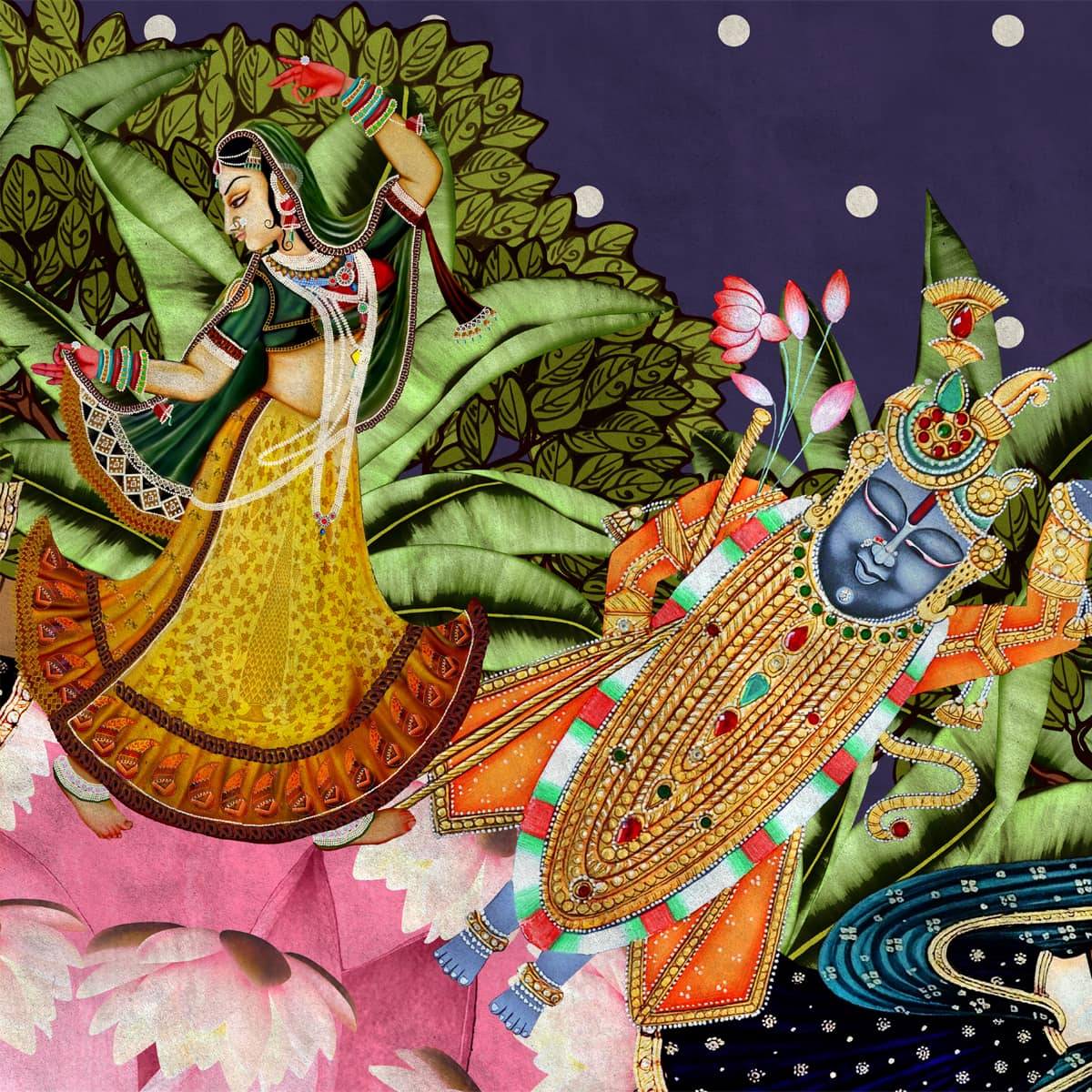 1200x1200 Raasleela Pichwai Design Wallpaper. Life n Colors Sandstone (super luxury) / Custom