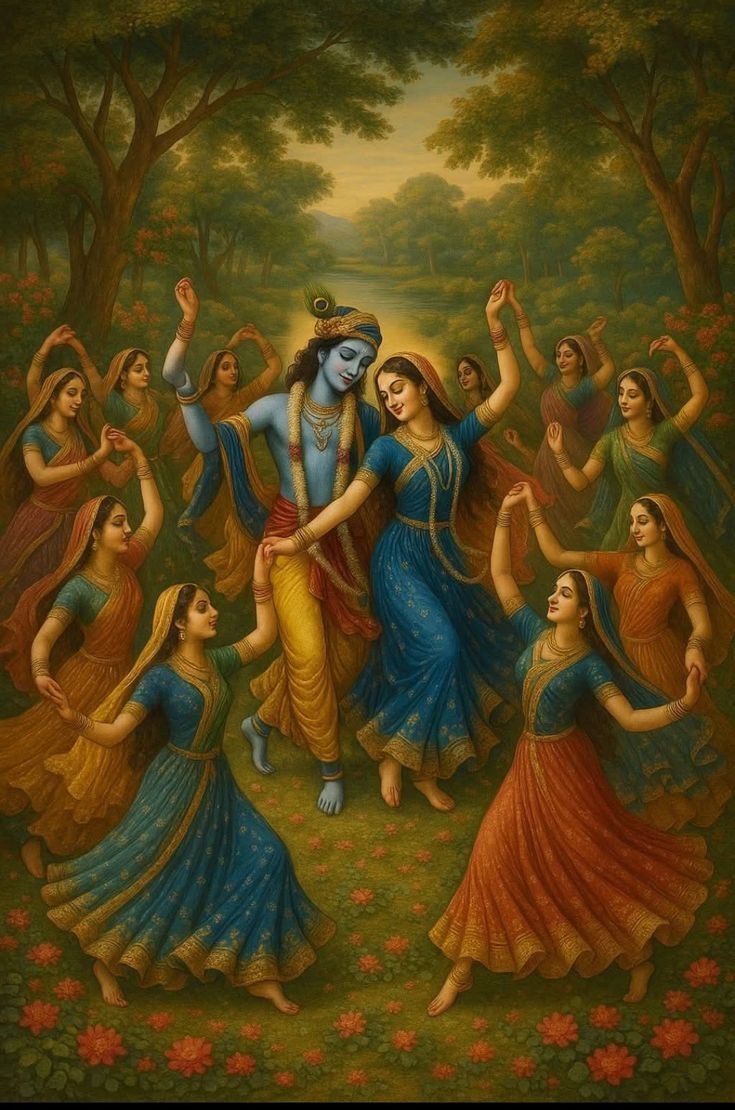 735x1110 Lord krishna and ganesha image. Krishna with women painting canvas, Radha krishna wallpaper paintings, Krishna