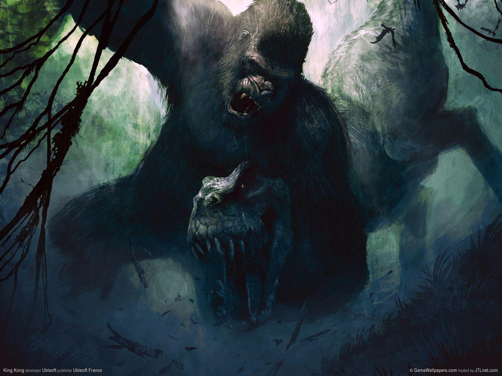 1600x1200 Free Download HQ Gorilla vs dinosaur King Kong Wallpaper Num. 2