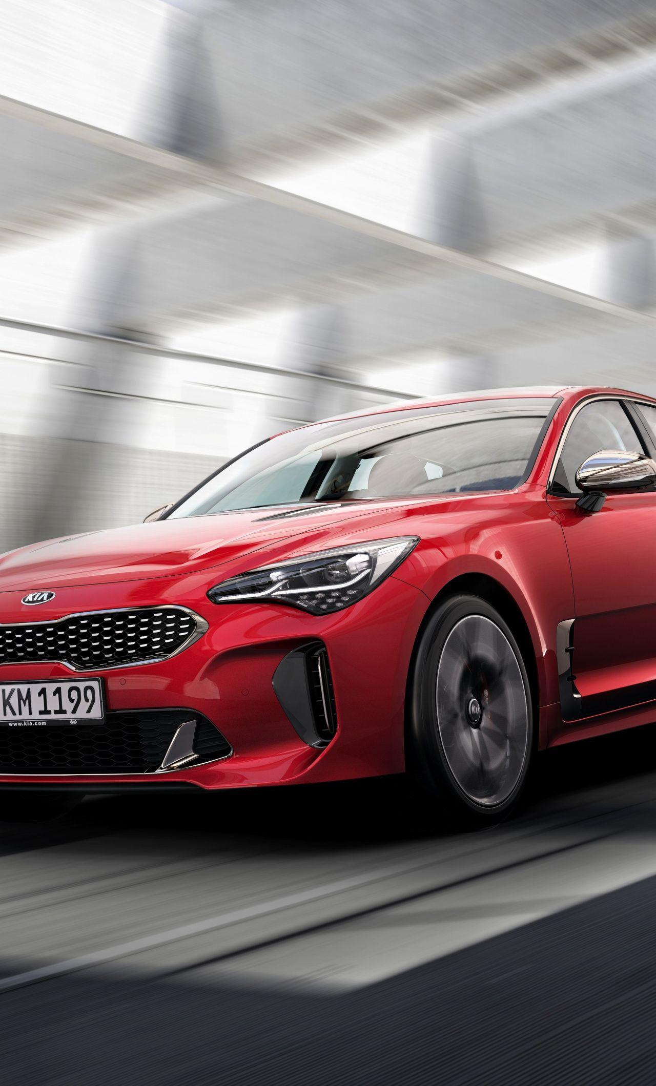 1280x2120 Download Red Car, On Road, Kia Stinger Wallpaper, 1280x2120