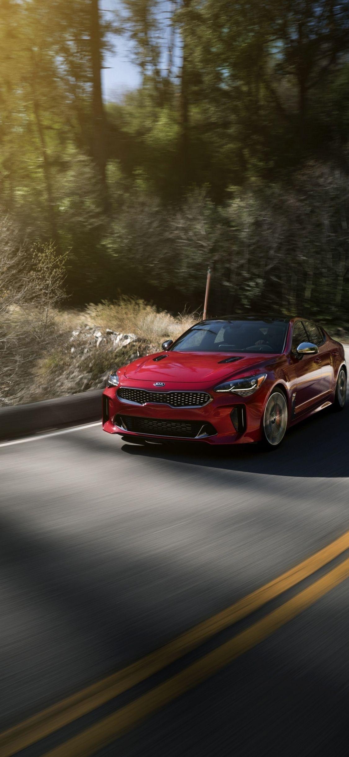 1125x2436 Download 1125x2436 Wallpaper On Road, Red, Kia Stinger, Iphone X