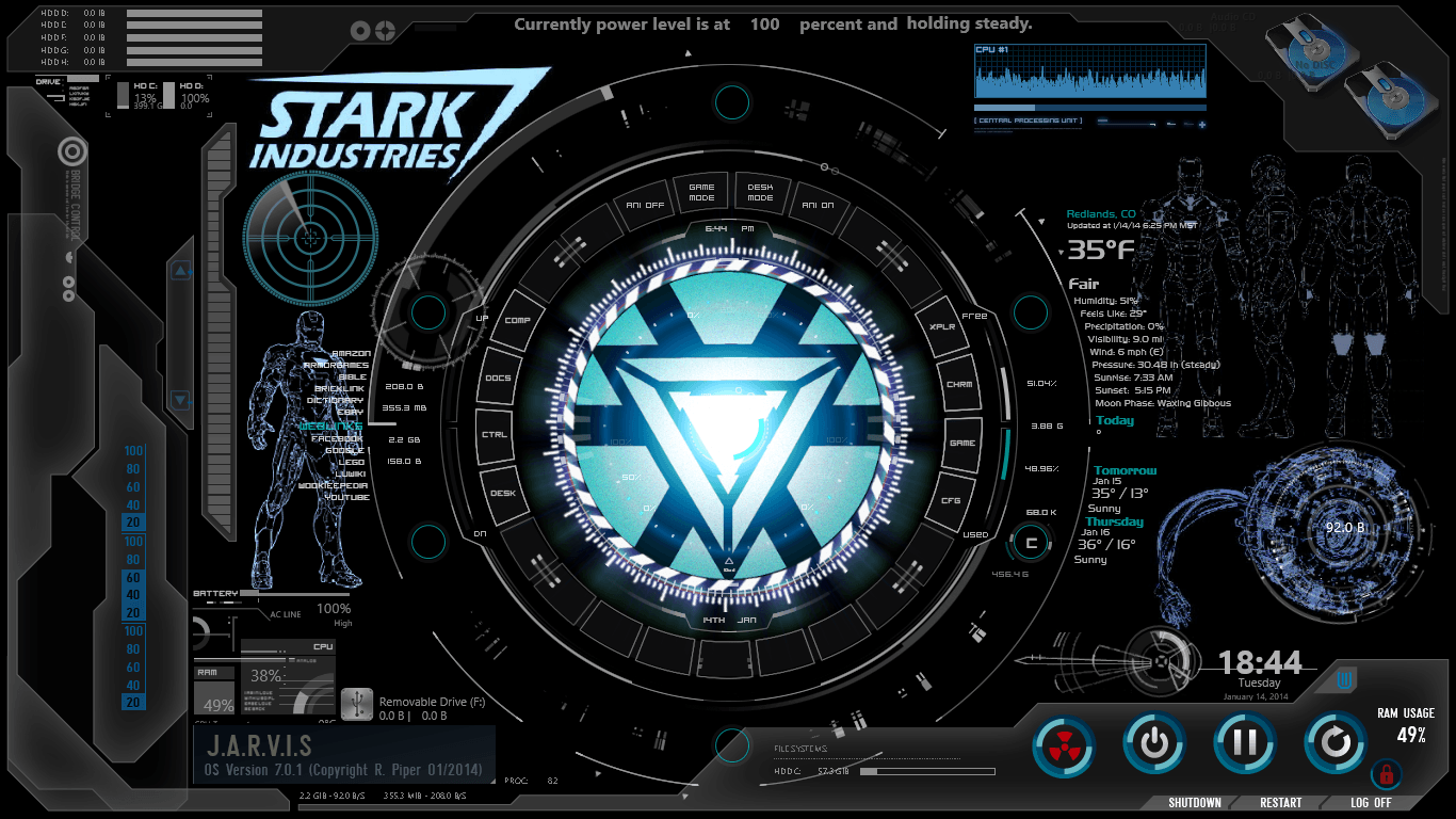 1366x768 Iron Man JARVIS Wallpaper