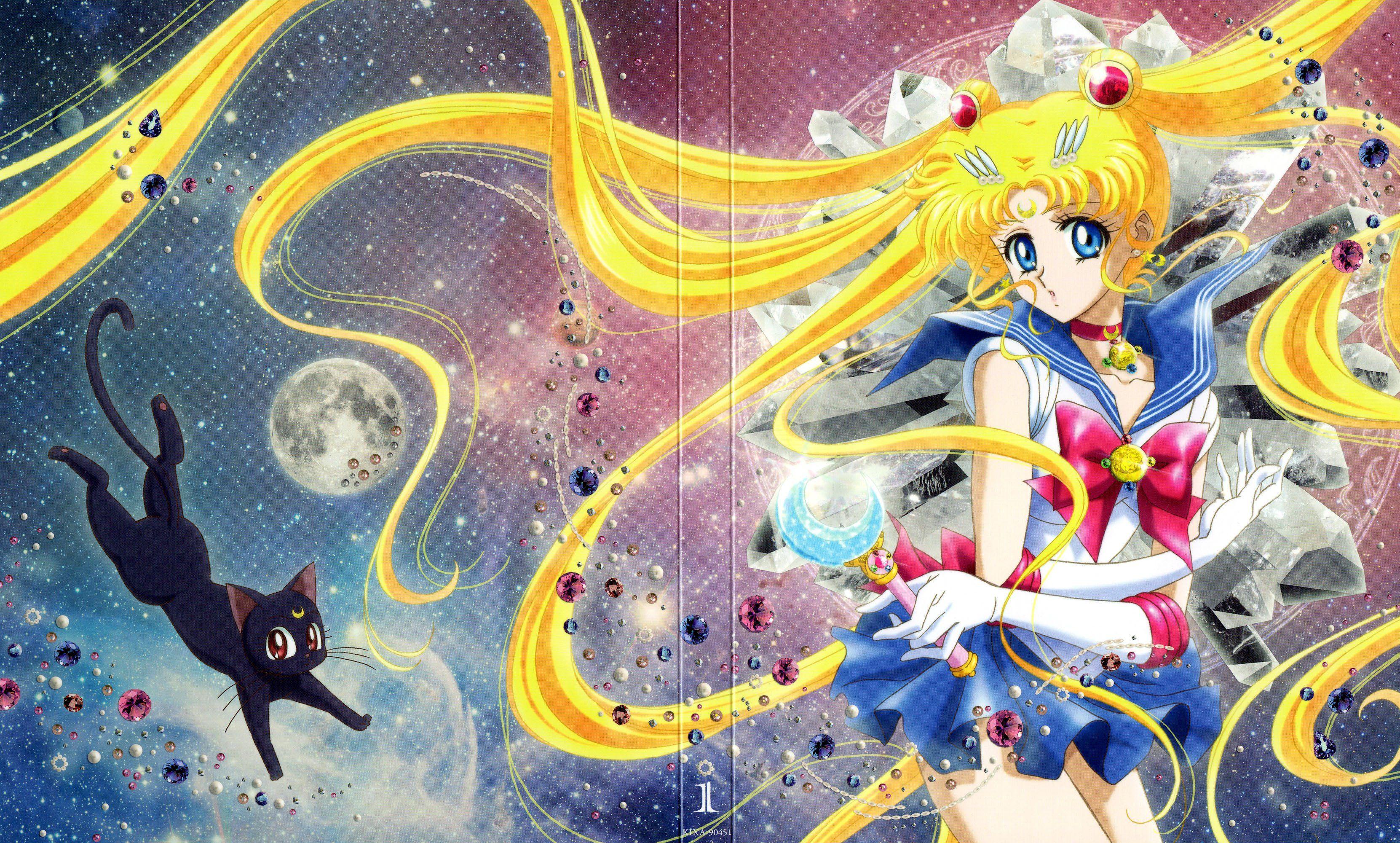 3323x2000 Bishoujo Senshi Sailor Moon Series Luna anime girl beautiful