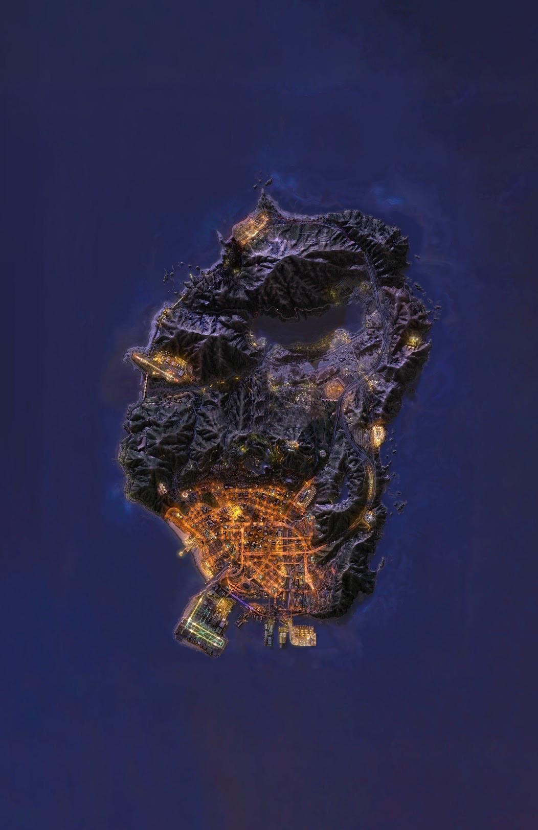 1052x1624 I turned an image of the gta v map into a phone wallpaper