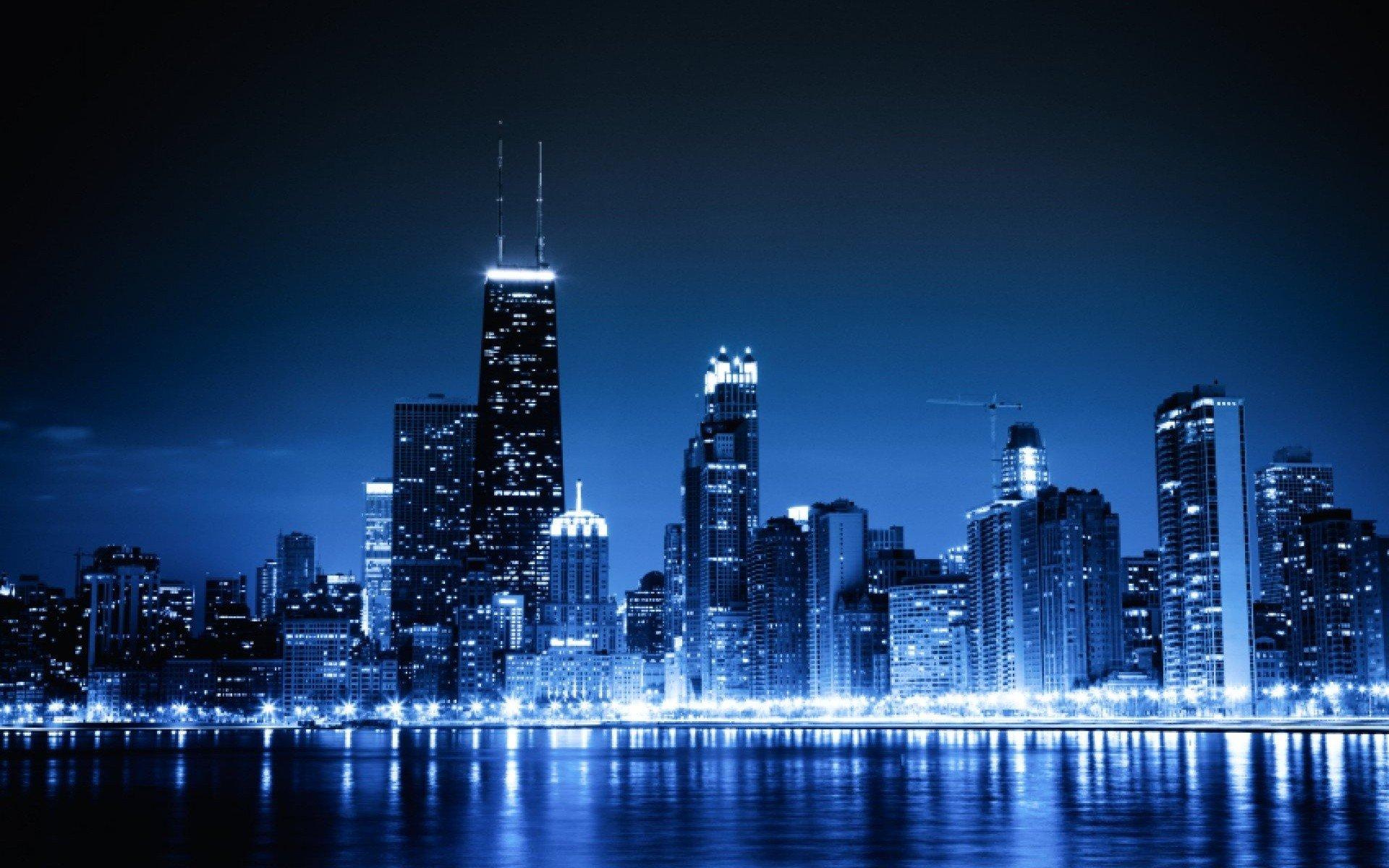 1920x1200 Chicago Night Cityscape Wallpaper