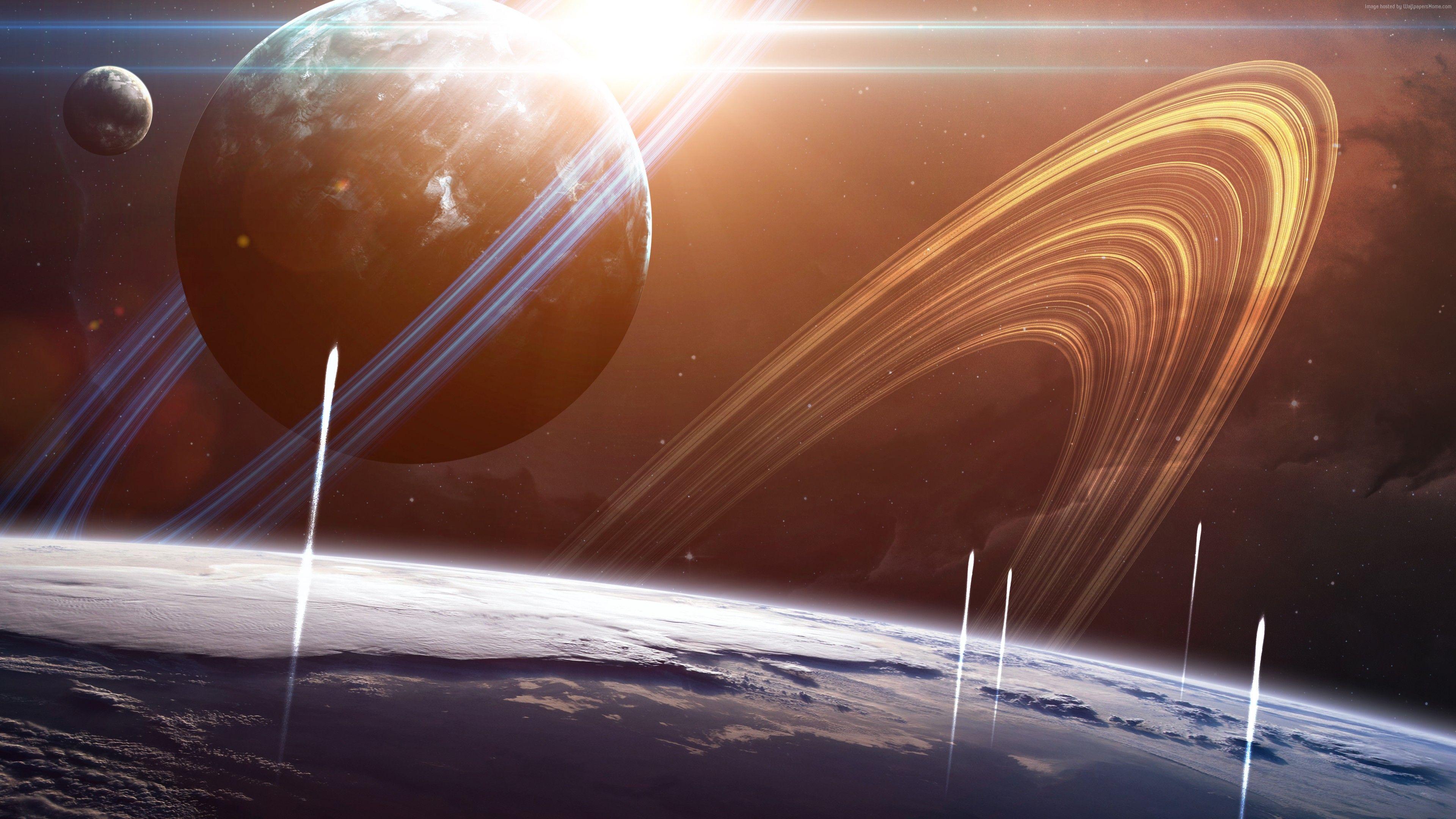 3840x2160 Wallpaper Saturn, Earth. planet, 5k, Space Wallpaper Download