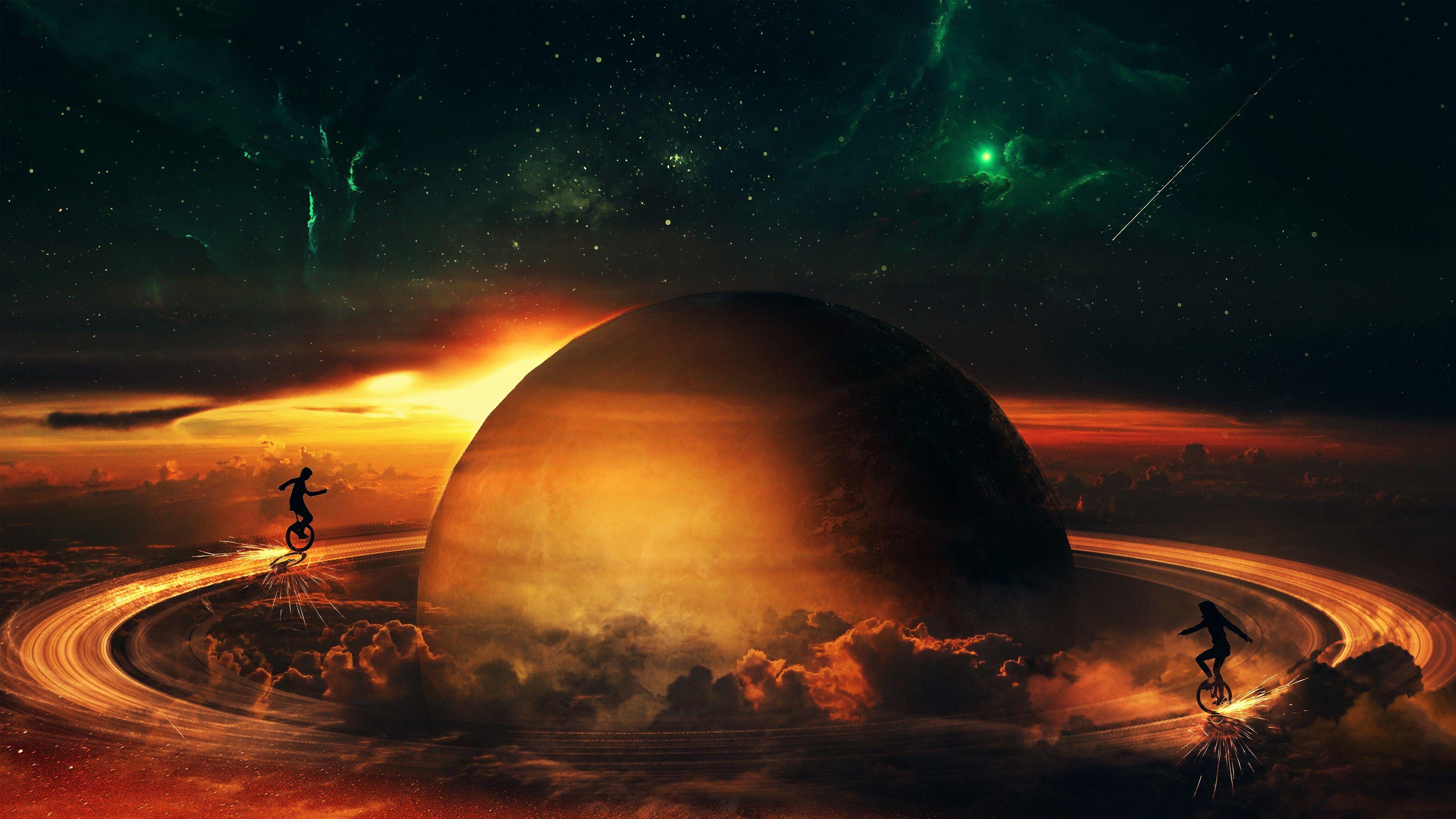 3840x2160 #digital art, #Saturn, #artwork, #space, wallpaper. Mocah