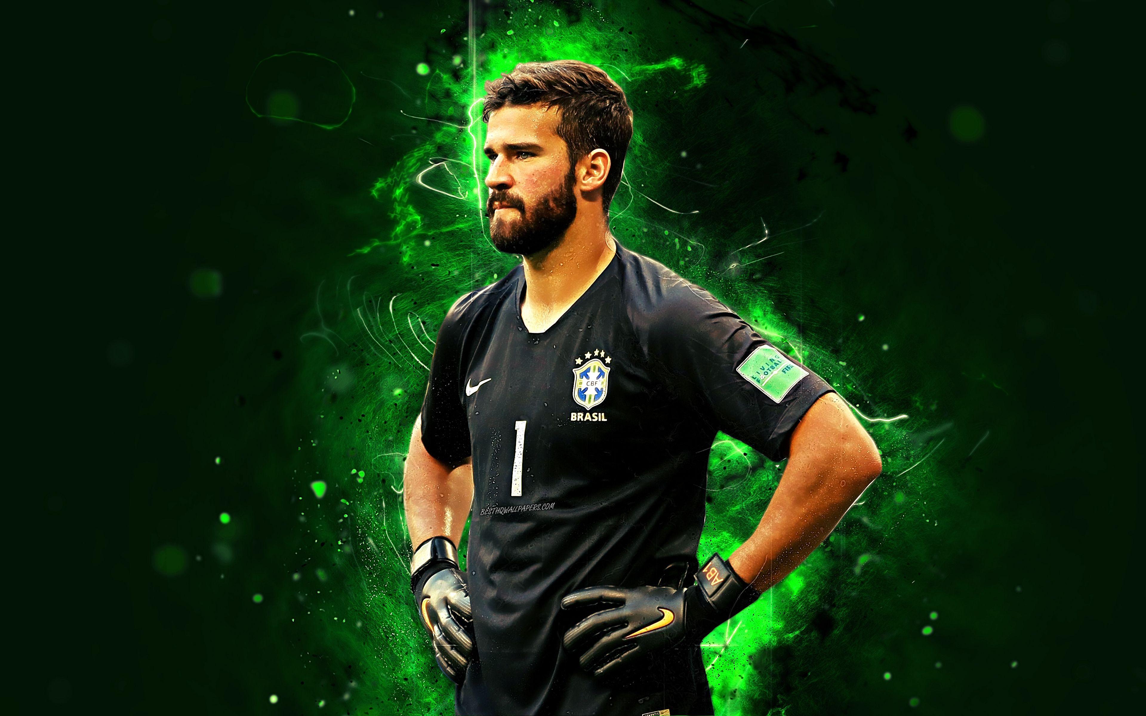 3840x2400 Download wallpaper 4k, Alisson, abstract art, goalkeeper, Brazil