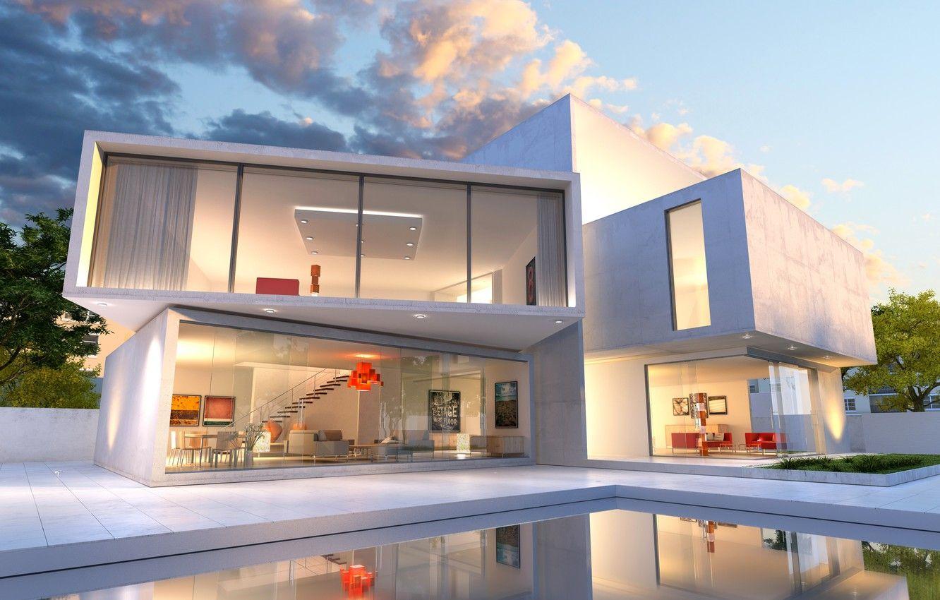 1332x850 Wallpaper the sky, pool, window, ladder, pool, mansion, luxury