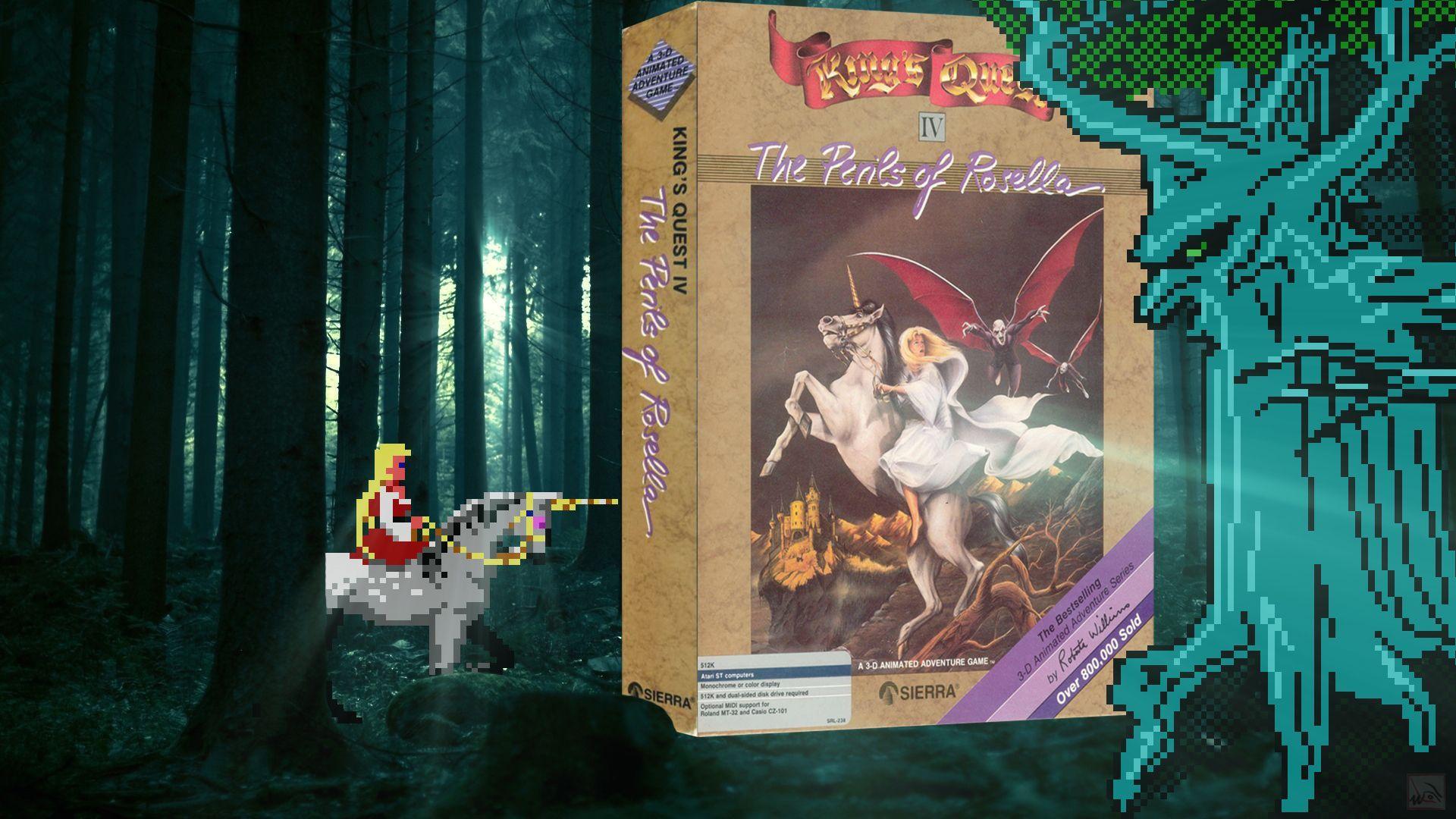 1920x1080 Wallpaper of King's Quest IV from Sierra. Atari ST Box Art