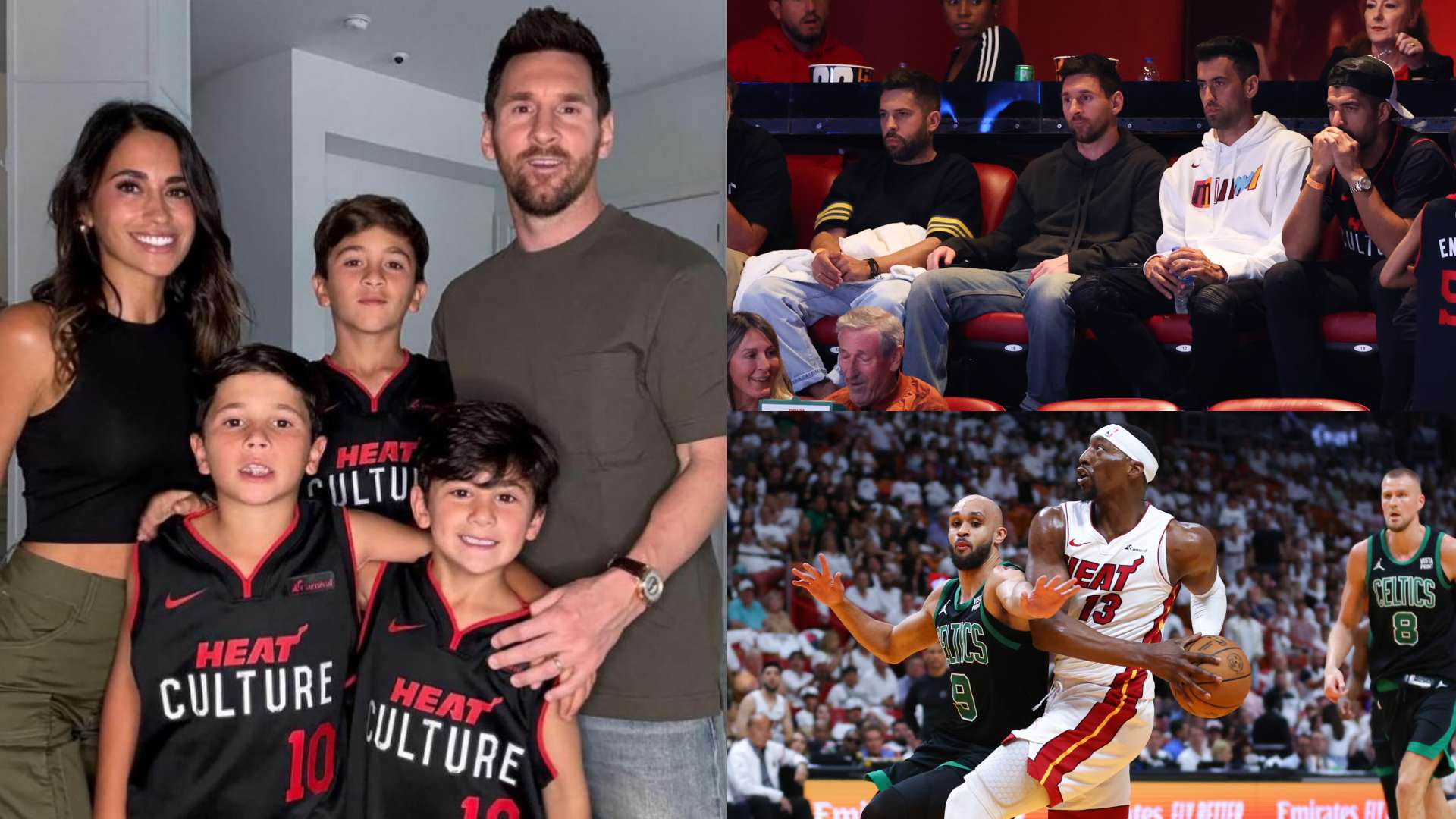 1920x1080 Lionel Messi shares family photo with Antonela Roccuzzo as their three sons don Miami Heat jerseys for Inter Miami star's first trip to watch NBA team live since his transfer to MLS