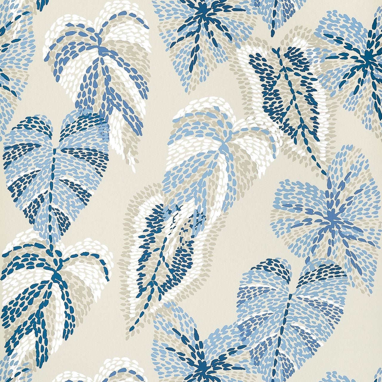 1280x1280 Thibaut Wallpaper Delila Blue and Beige T15865