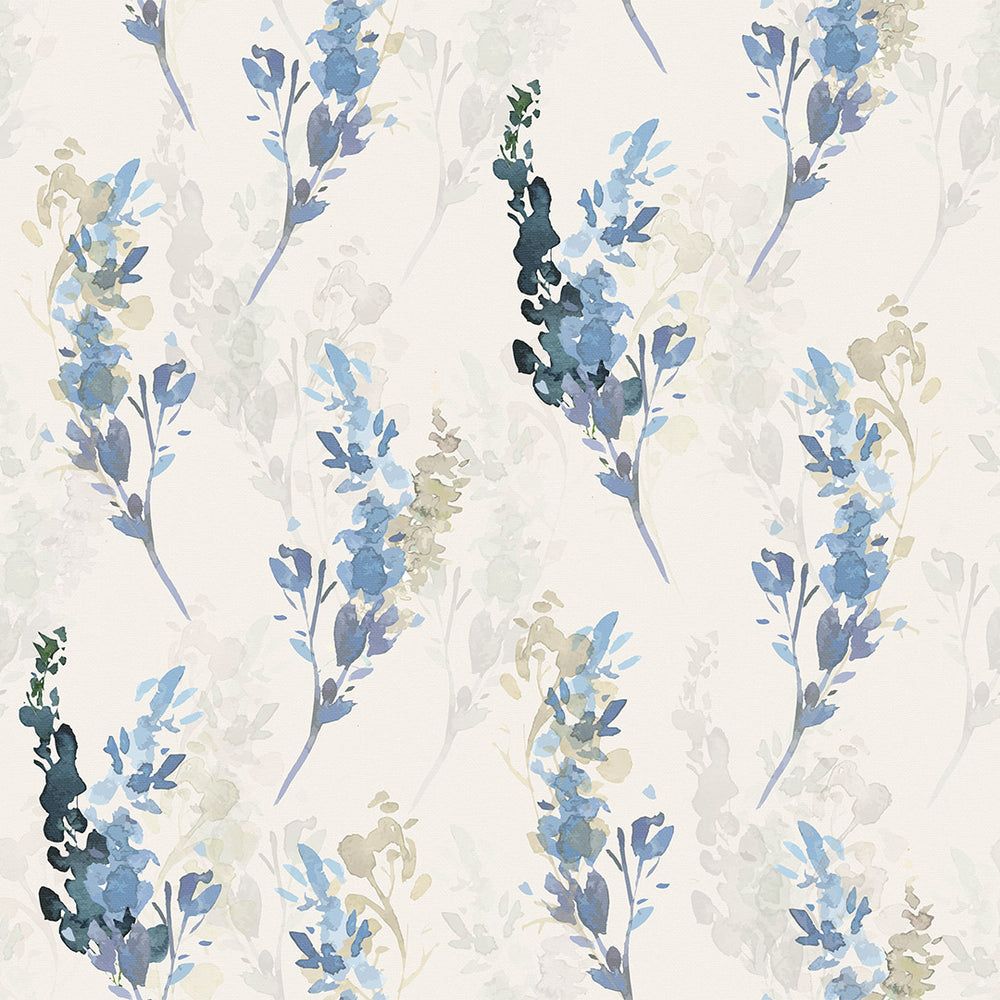 1000x1000 Wild Stocks Wallpaper in China Blue and Linen Cream