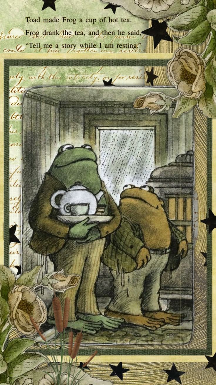 736x1308 Check out selinaedae's Shuffles #frogandtoad #frog #frogs #toad #green #plants #cottagecore #vintage. Frog and toad