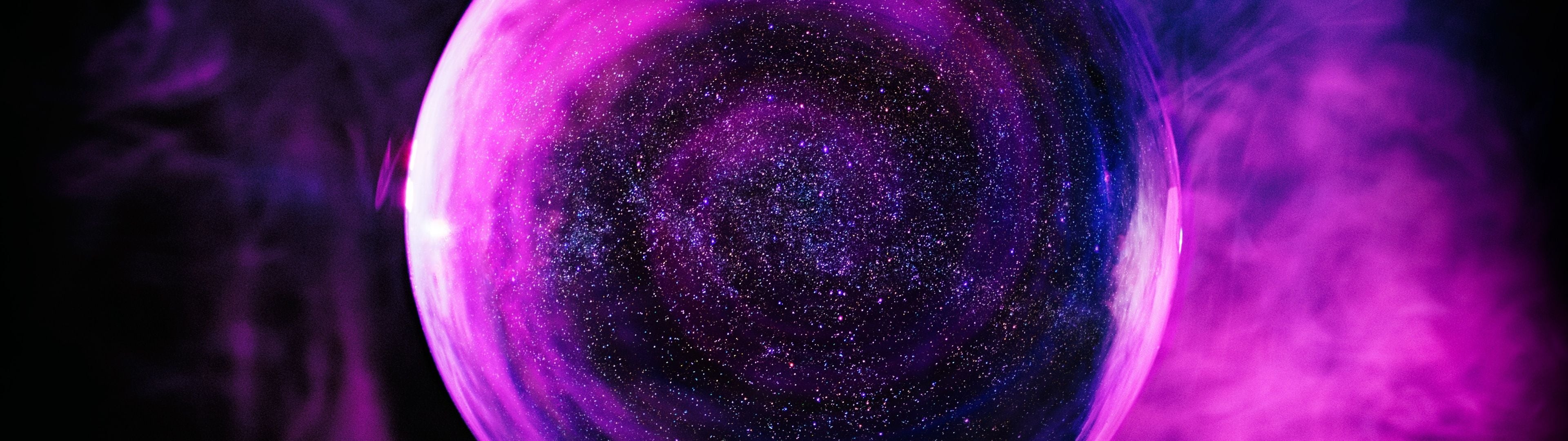 3840x1080 Crystal Ball Wallpaper 4K, Purple Smoke, Glass Ball